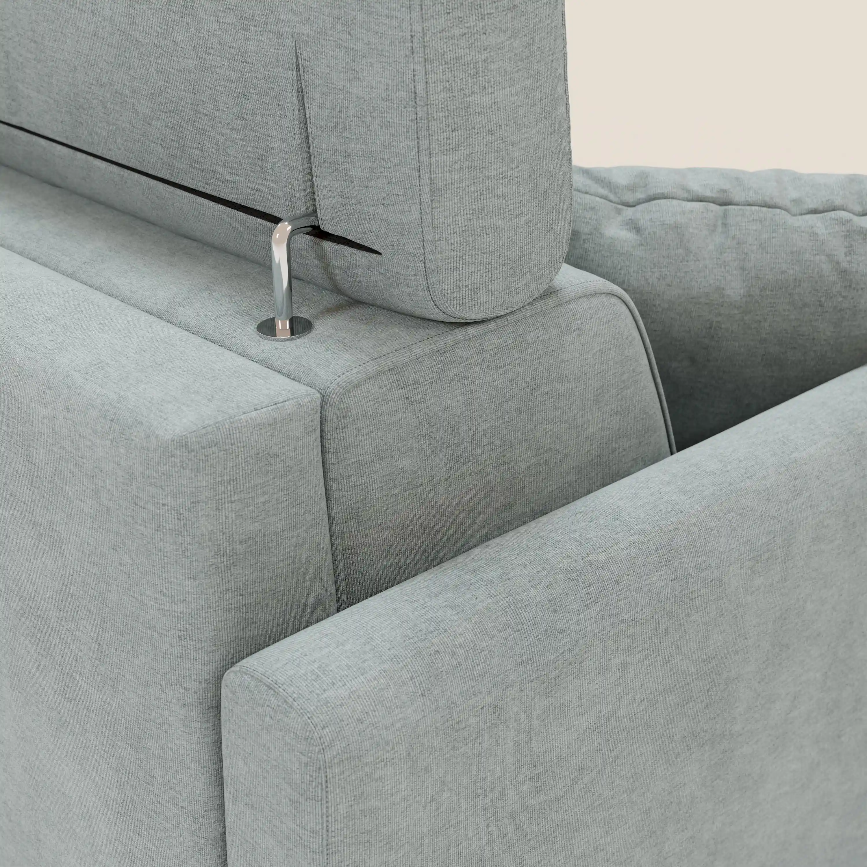 Francy canapé d'angle convertible déhoussable - méridienne avec coffre et têtières inclinables en tissu détachable T17 vert aquamarine - Image 8
