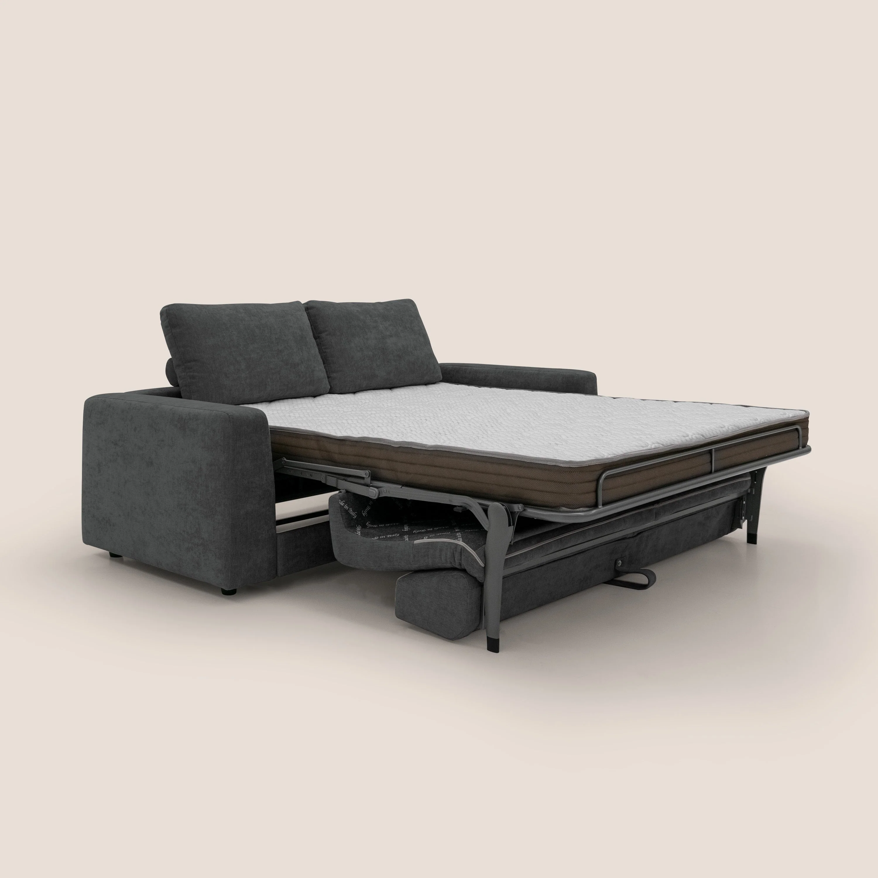 Freia Canapé convertible minimaliste matelas h15cm aux dossiers moelleux en tissu imperméable T14 anthracite - Image 2