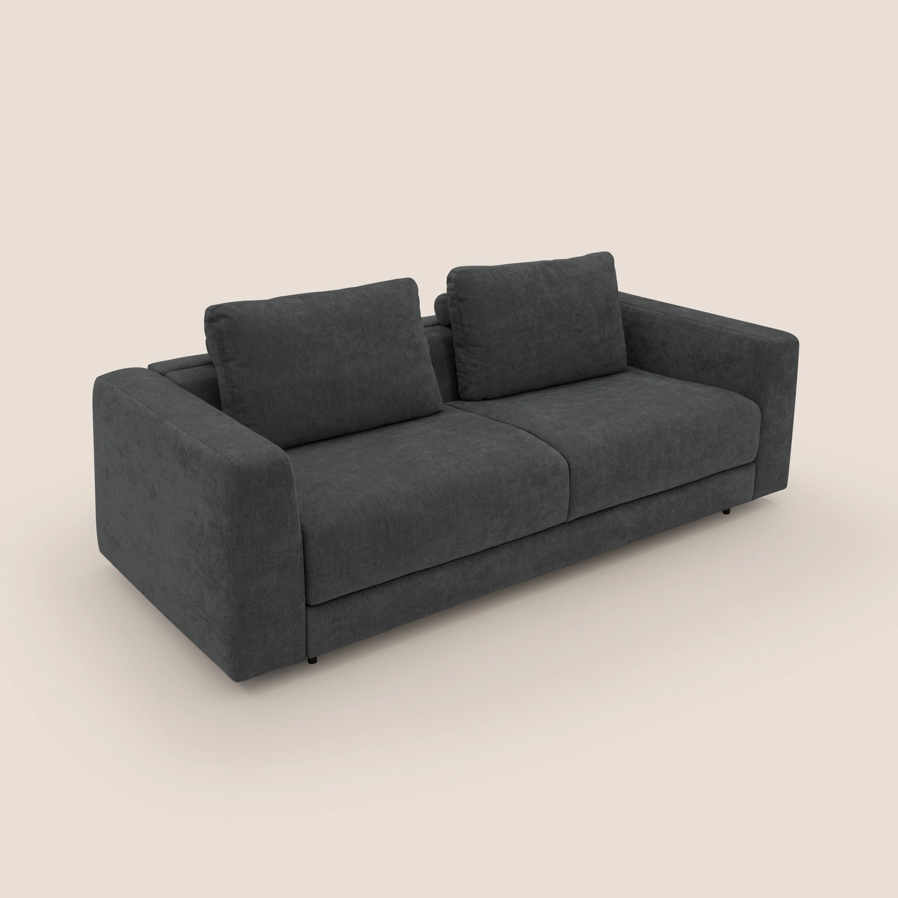 Freia Canapé convertible minimaliste matelas h15cm aux dossiers moelleux en tissu imperméable T14 anthracite - Image 6