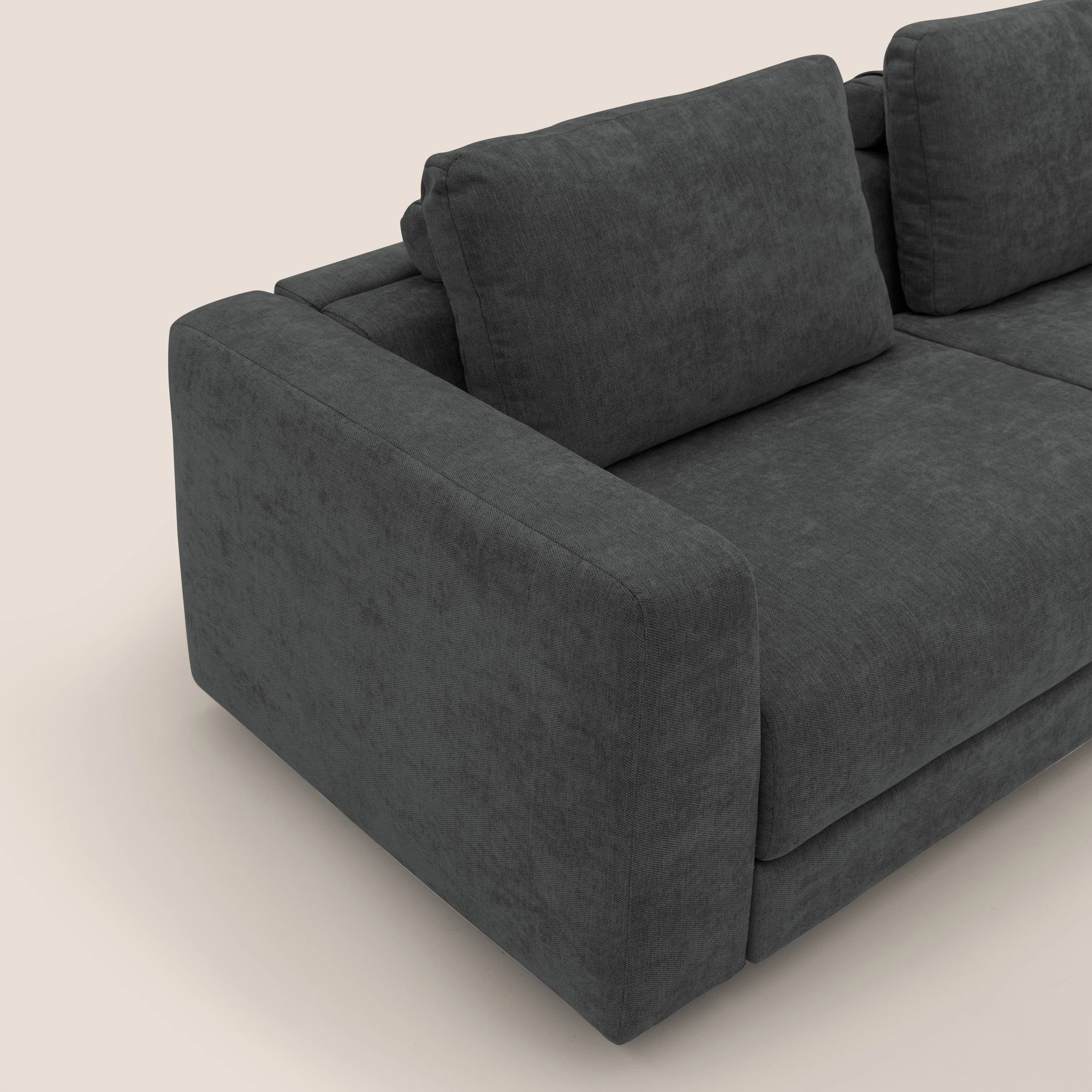 Freia Canapé convertible minimaliste matelas h15cm aux dossiers moelleux en tissu imperméable T14 anthracite - Image 7