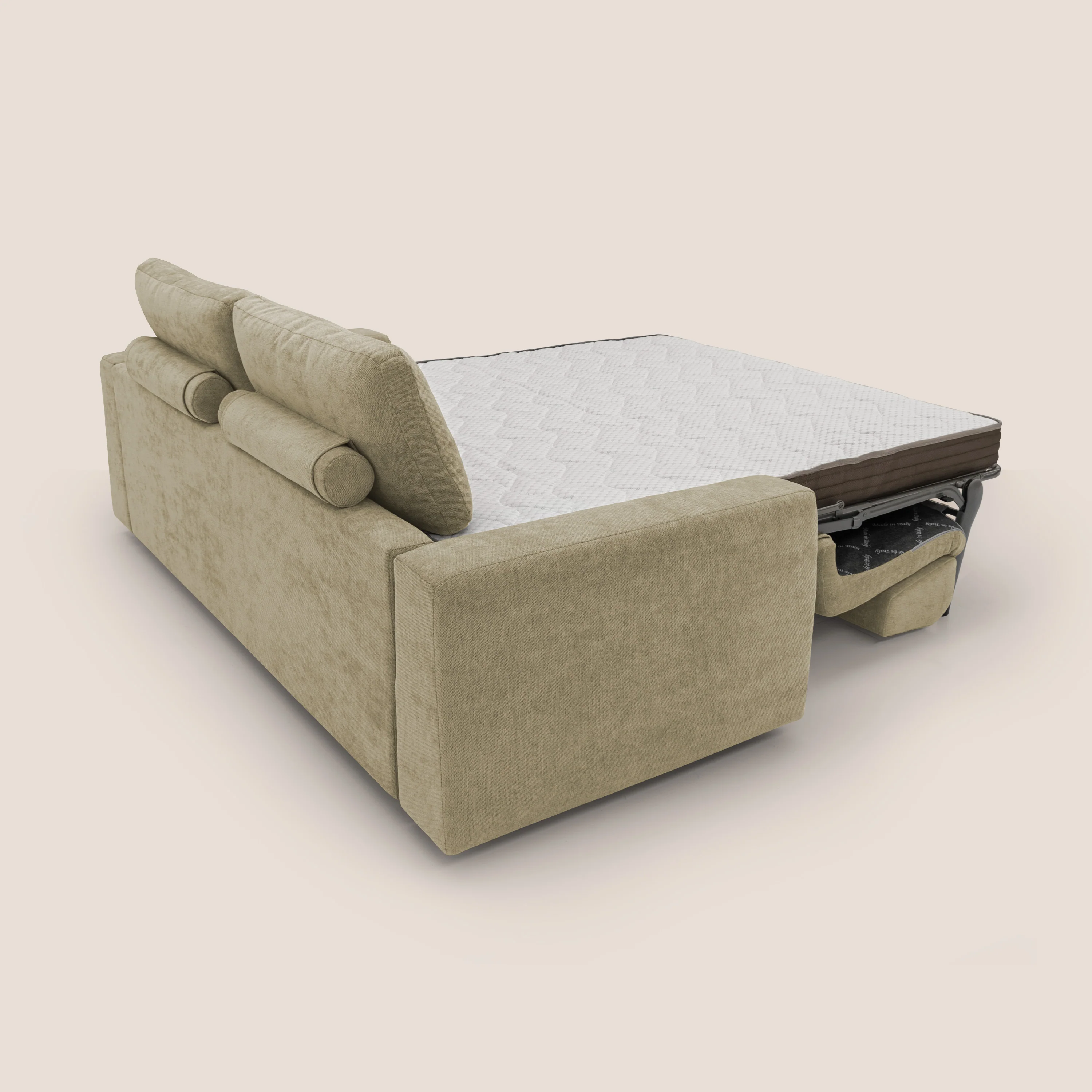 Freia Canapé convertible minimaliste matelas h15cm aux dossiers moelleux en tissu imperméable T14 beige - Image 10