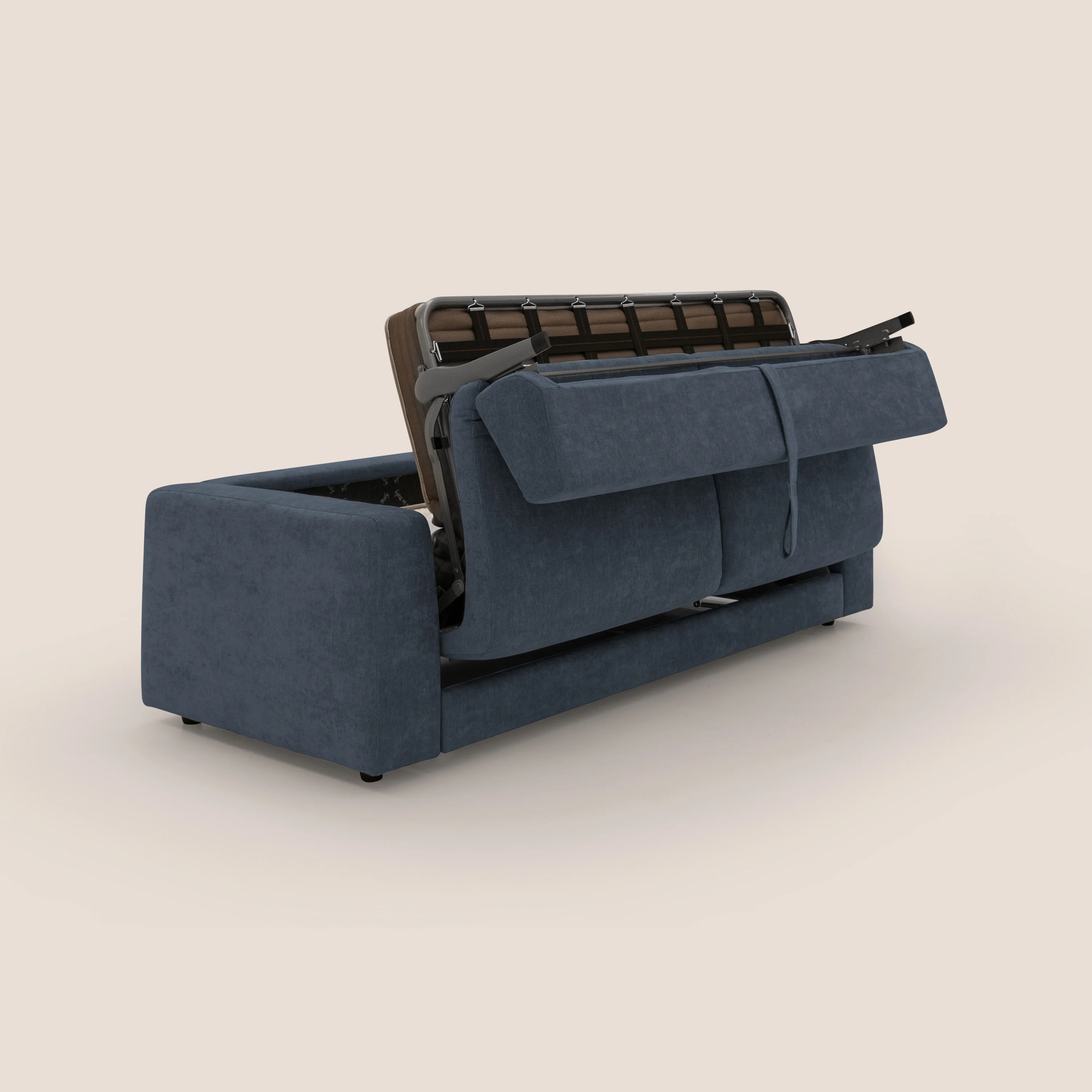 Freia Canapé convertible minimaliste matelas h15cm aux dossiers moelleux en tissu imperméable T14 bleu - Image 11