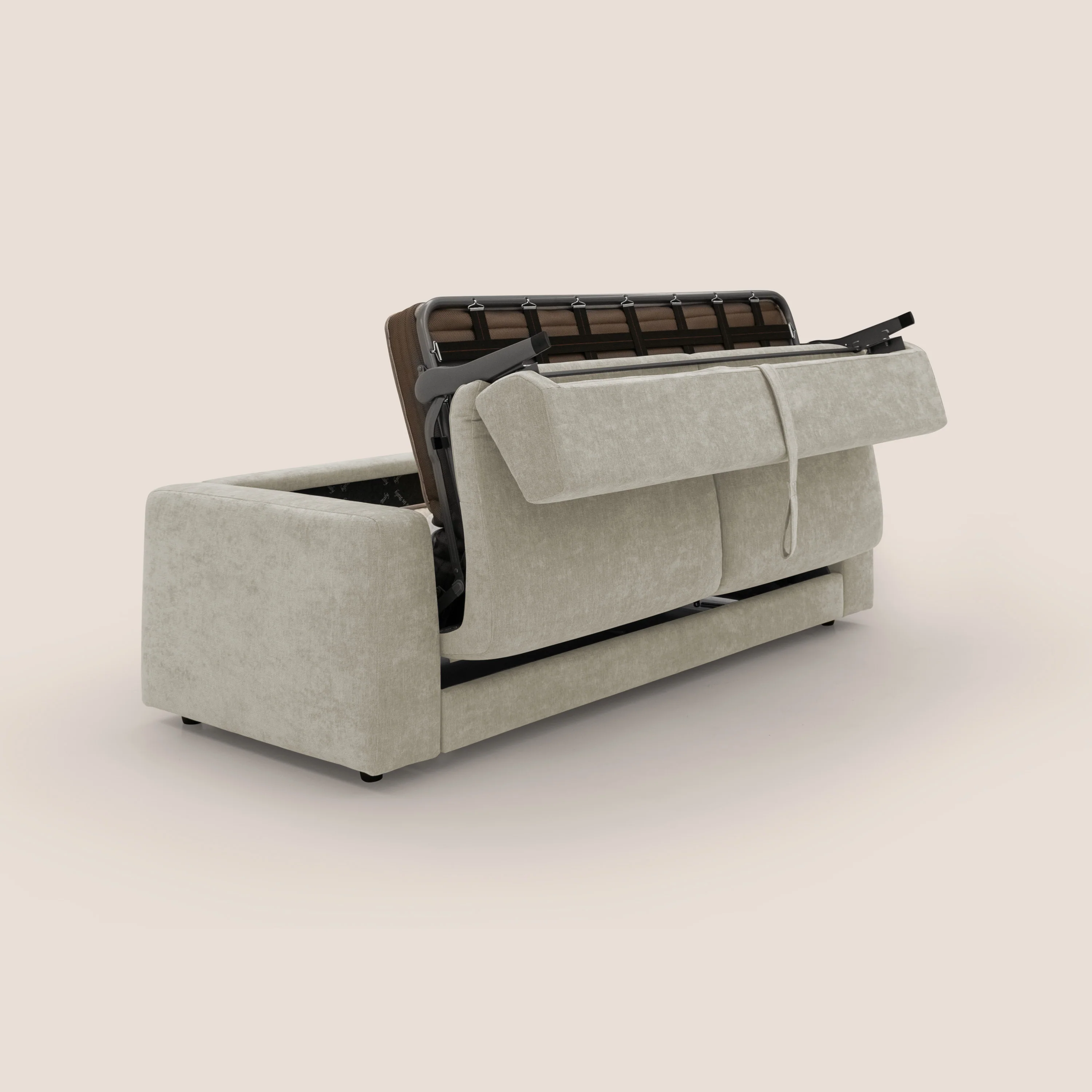 Freia Canapé convertible minimaliste matelas h15cm aux dossiers moelleux en tissu imperméable T14 crème - Image 11