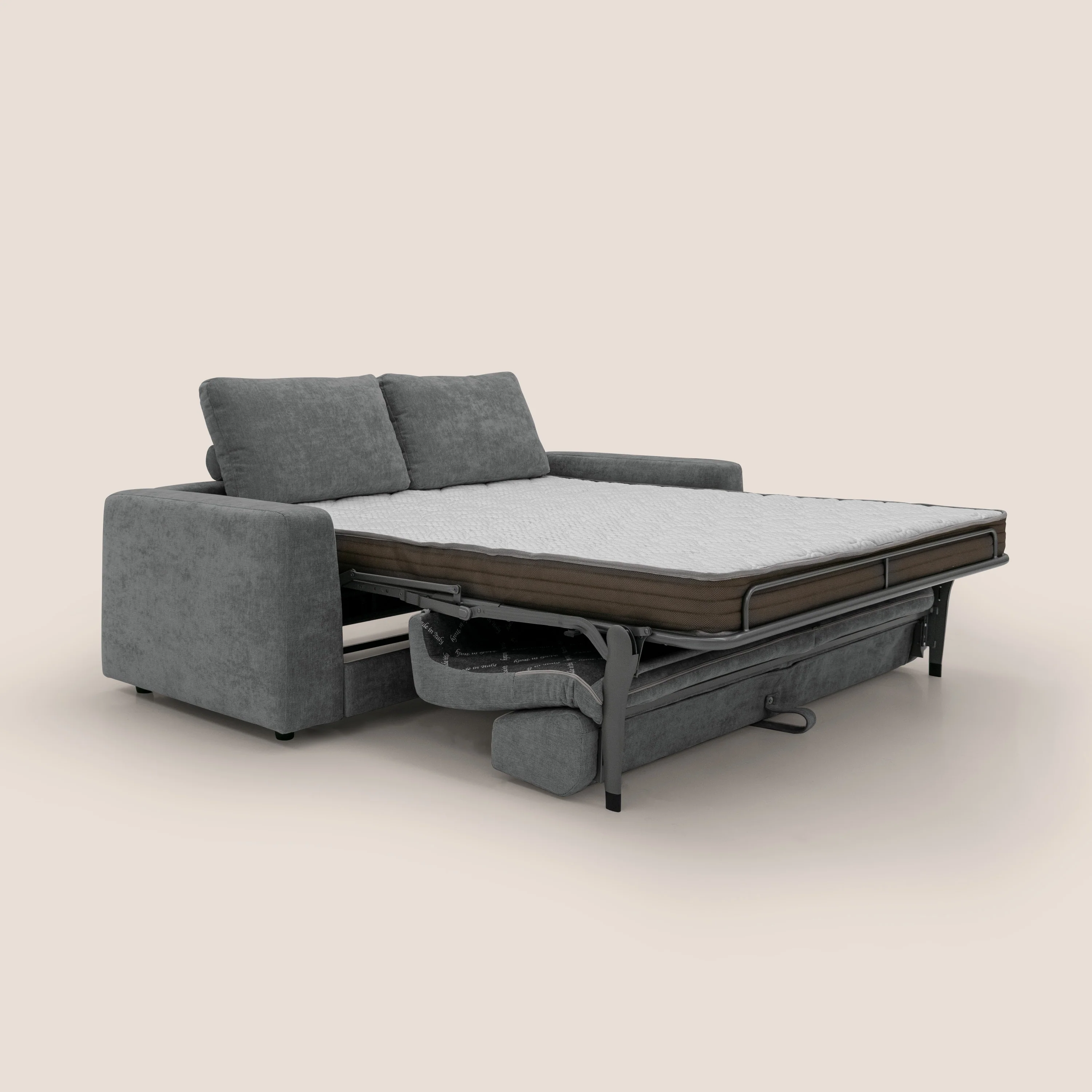 Freia Canapé convertible minimaliste matelas h15cm aux dossiers moelleux en tissu imperméable T14 gris - Image 2