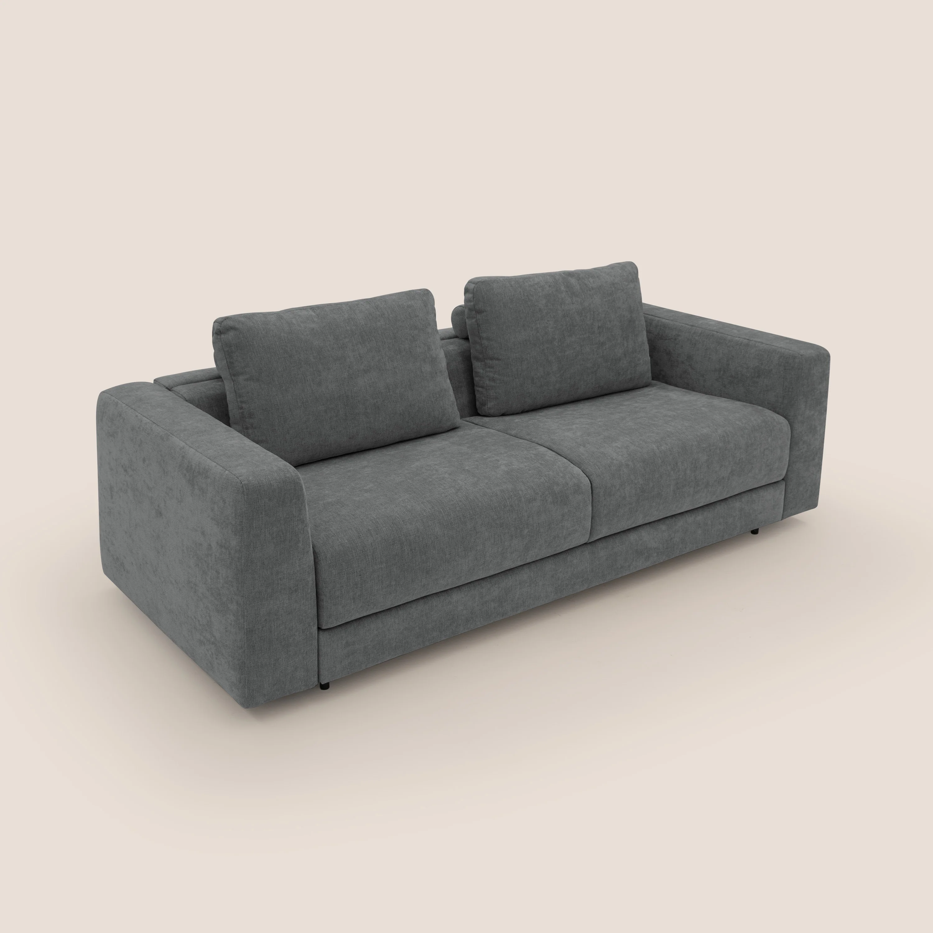 Freia Canapé convertible minimaliste matelas h15cm aux dossiers moelleux en tissu imperméable T14 gris - Image 6