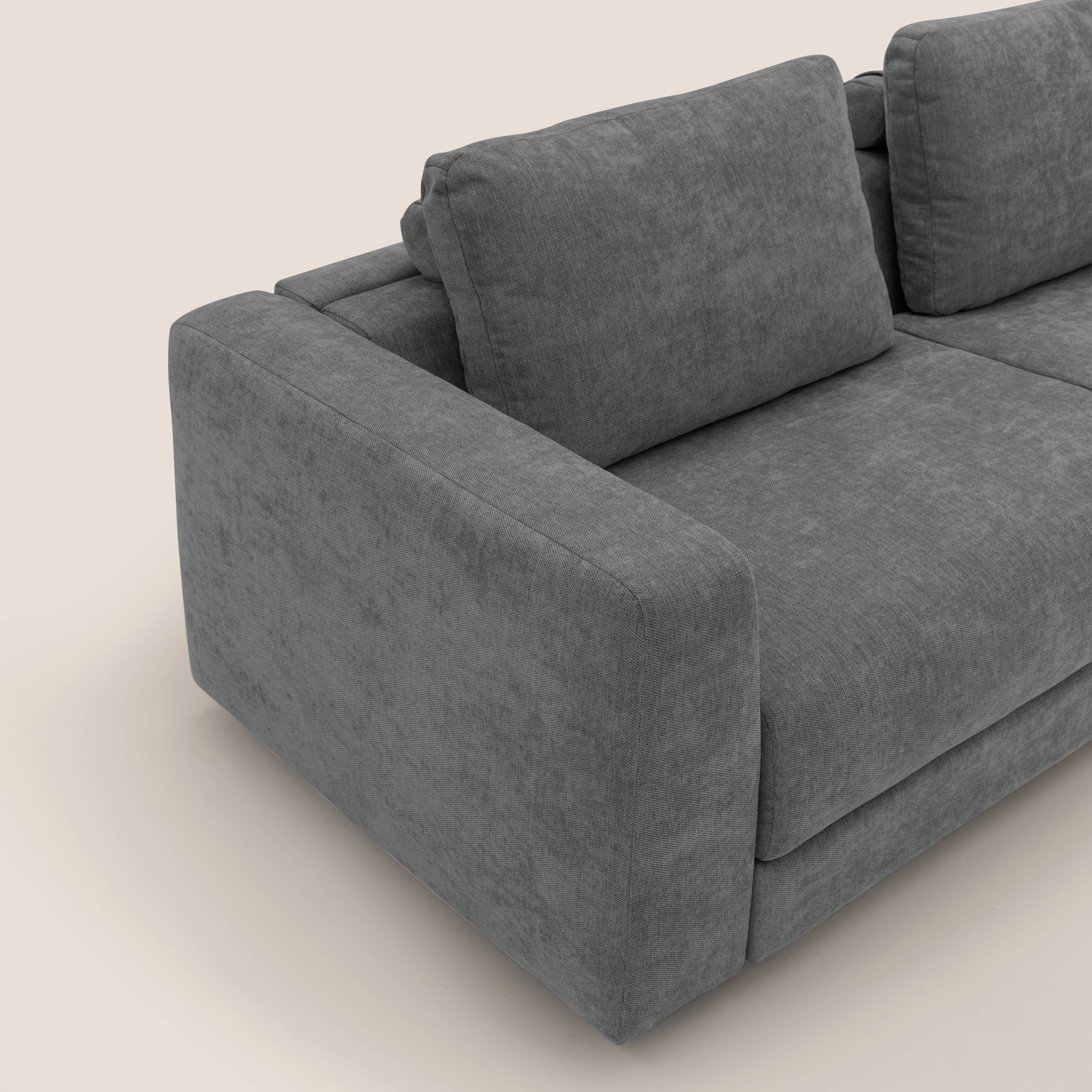 Freia Canapé convertible minimaliste matelas h15cm aux dossiers moelleux en tissu imperméable T14 gris - Image 7