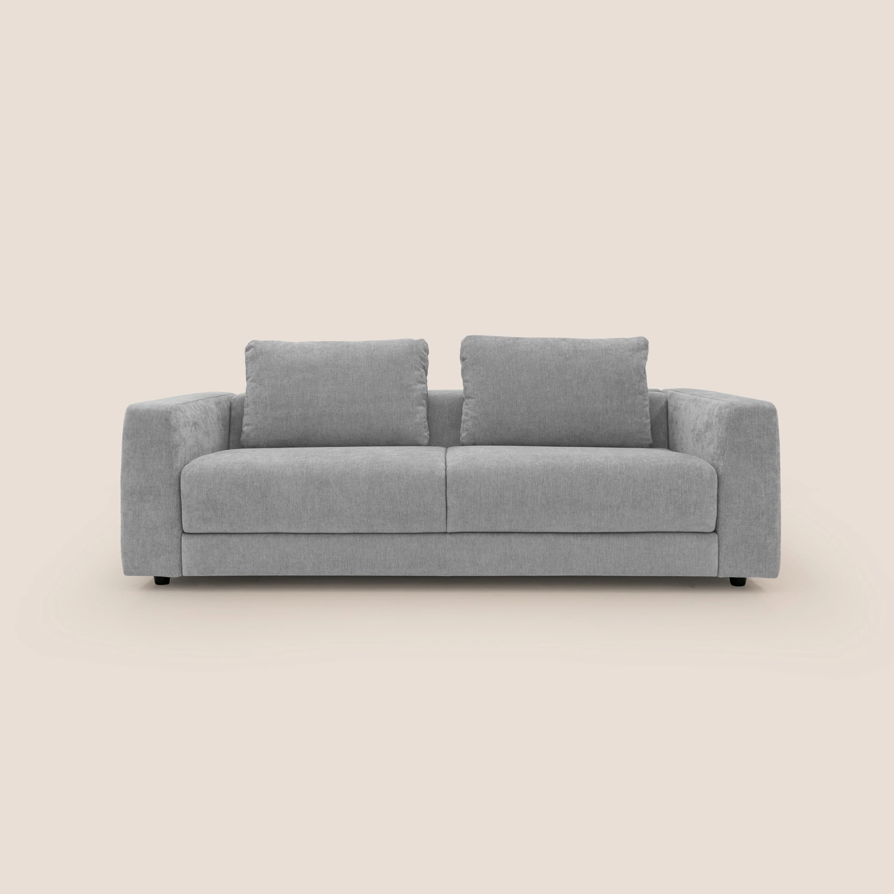 Freia Canapé convertible minimaliste matelas h15cm aux dossiers moelleux en tissu imperméable T14 gris clair