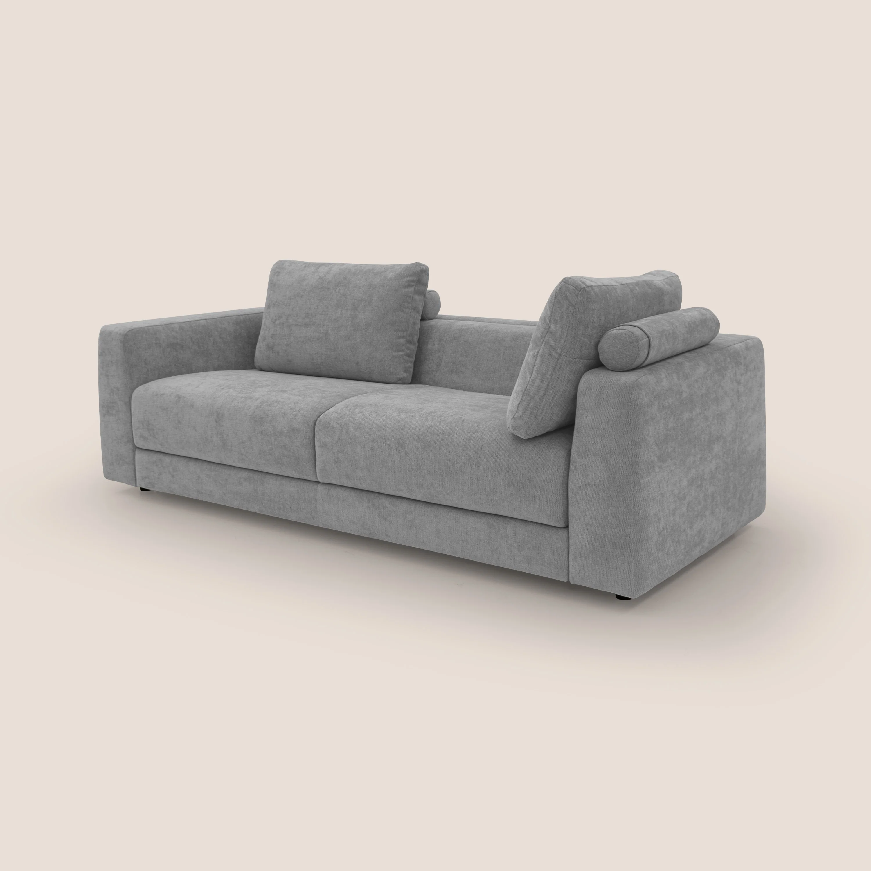 Freia Canapé convertible minimaliste matelas h15cm aux dossiers moelleux en tissu imperméable T14 gris clair - Image 12