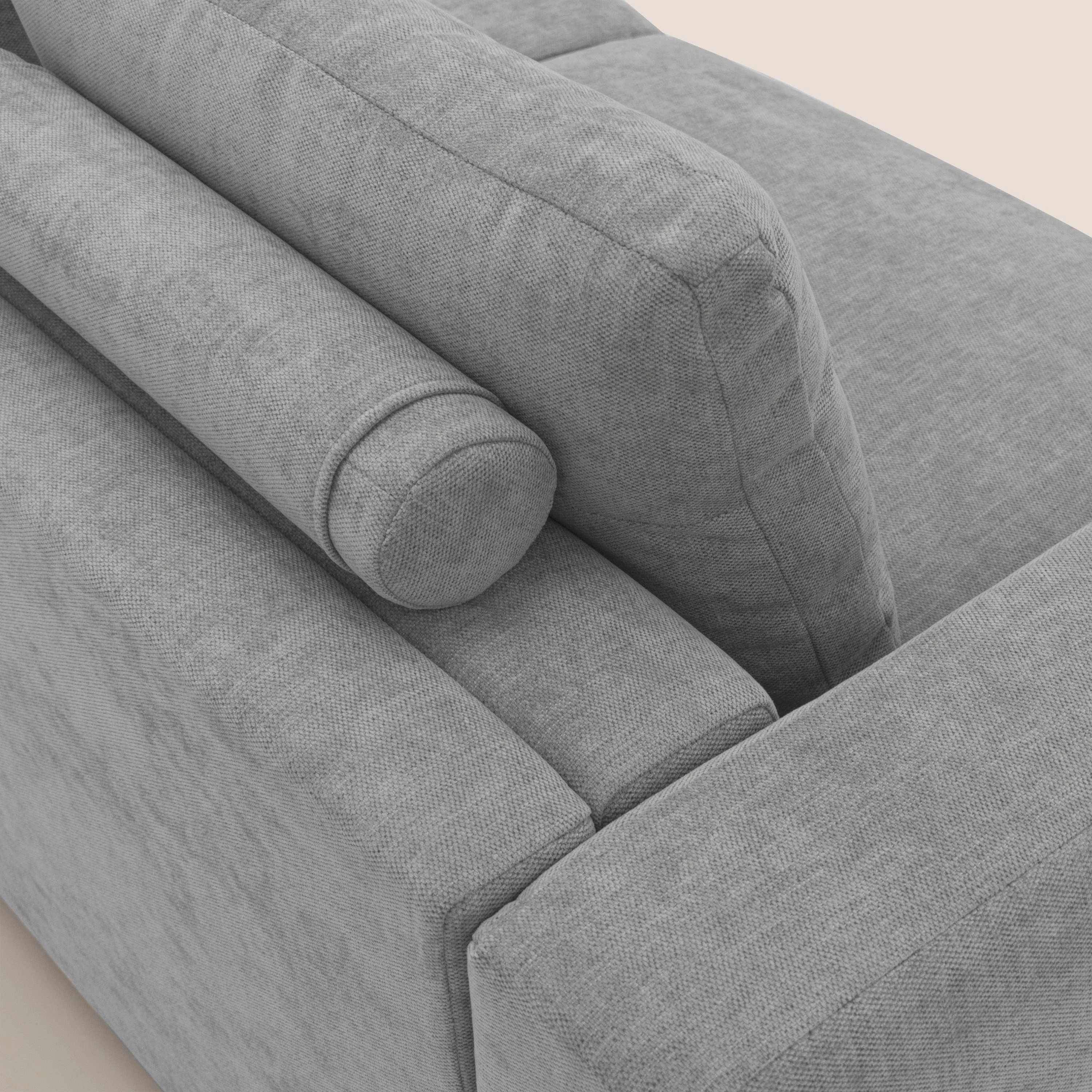 Freia Canapé convertible minimaliste matelas h15cm aux dossiers moelleux en tissu imperméable T14 gris clair - Image 4