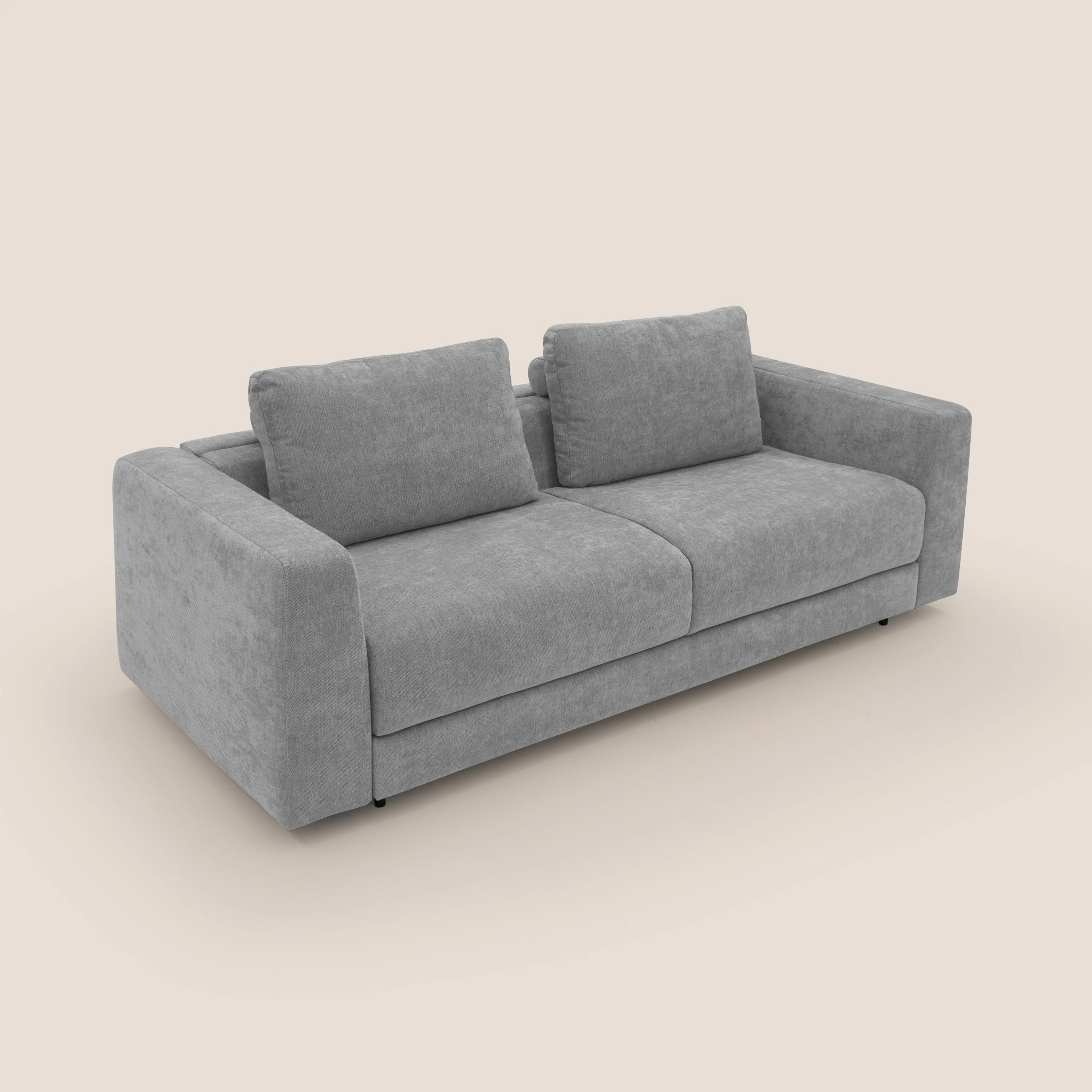 Freia Canapé convertible minimaliste matelas h15cm aux dossiers moelleux en tissu imperméable T14 gris clair - Image 6