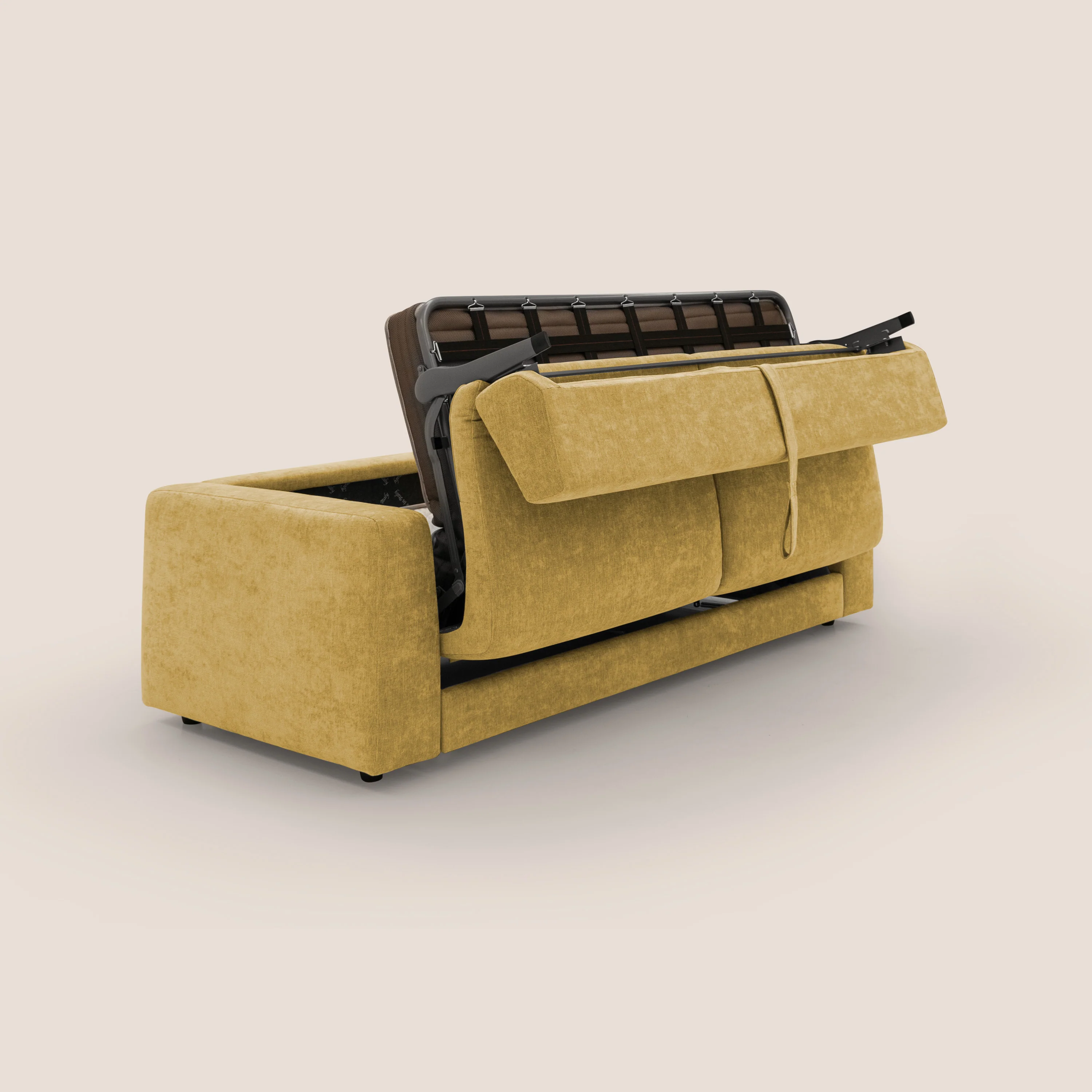 Freia Canapé convertible minimaliste matelas h15cm aux dossiers moelleux en tissu imperméable T14 jaune - Image 11