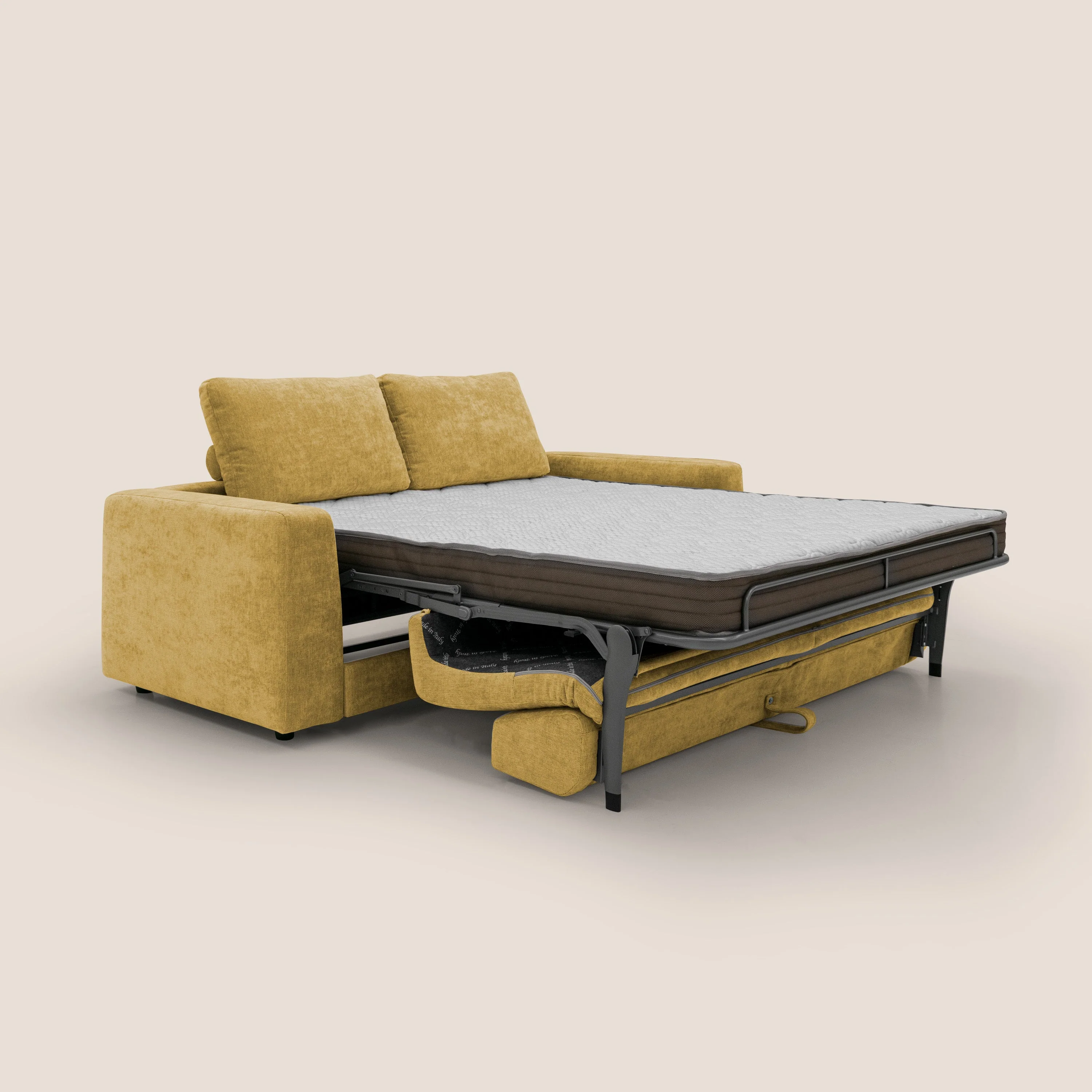 Freia Canapé convertible minimaliste matelas h15cm aux dossiers moelleux en tissu imperméable T14 jaune - Image 2