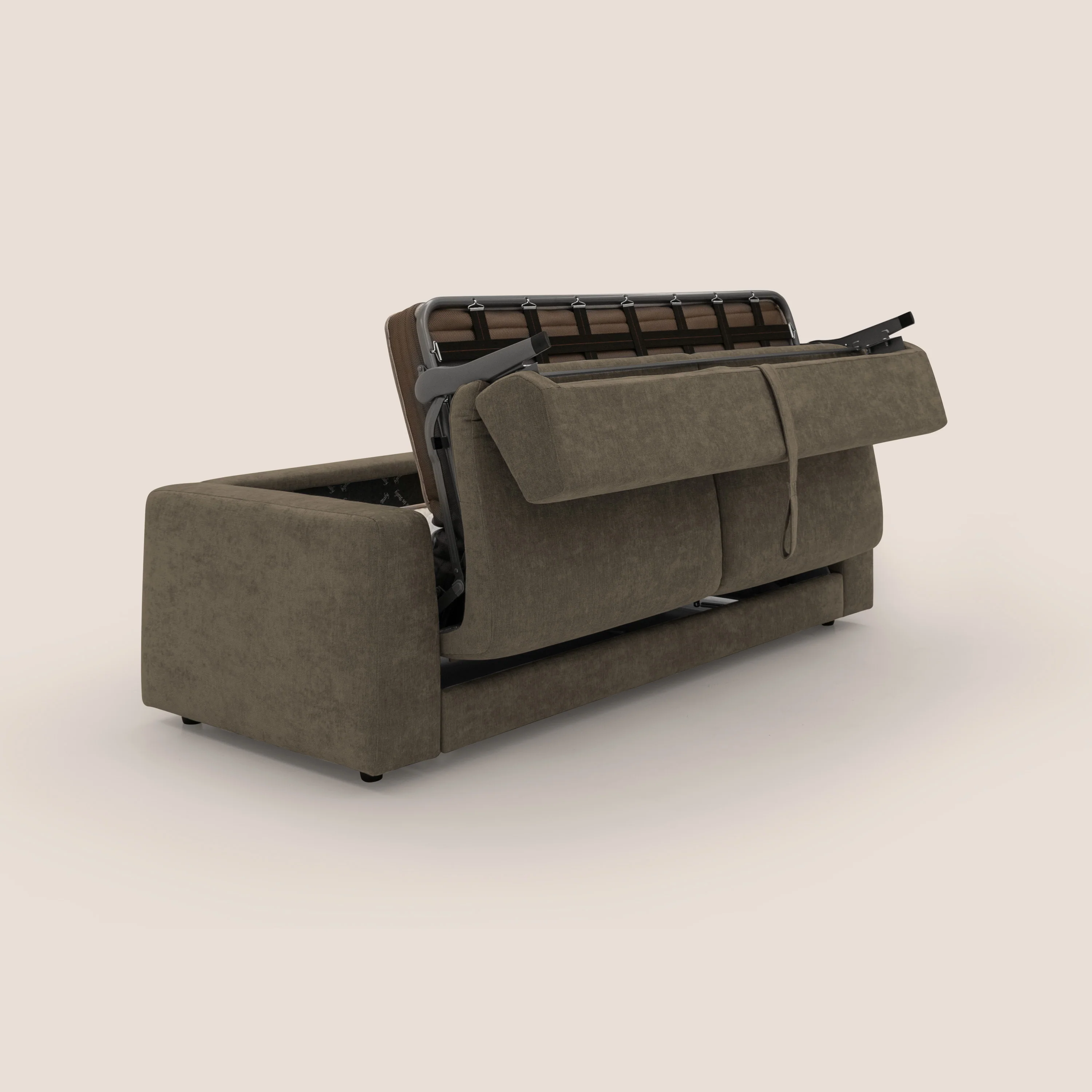 Freia Canapé convertible minimaliste matelas h15cm aux dossiers moelleux en tissu imperméable T14 marron - Image 11