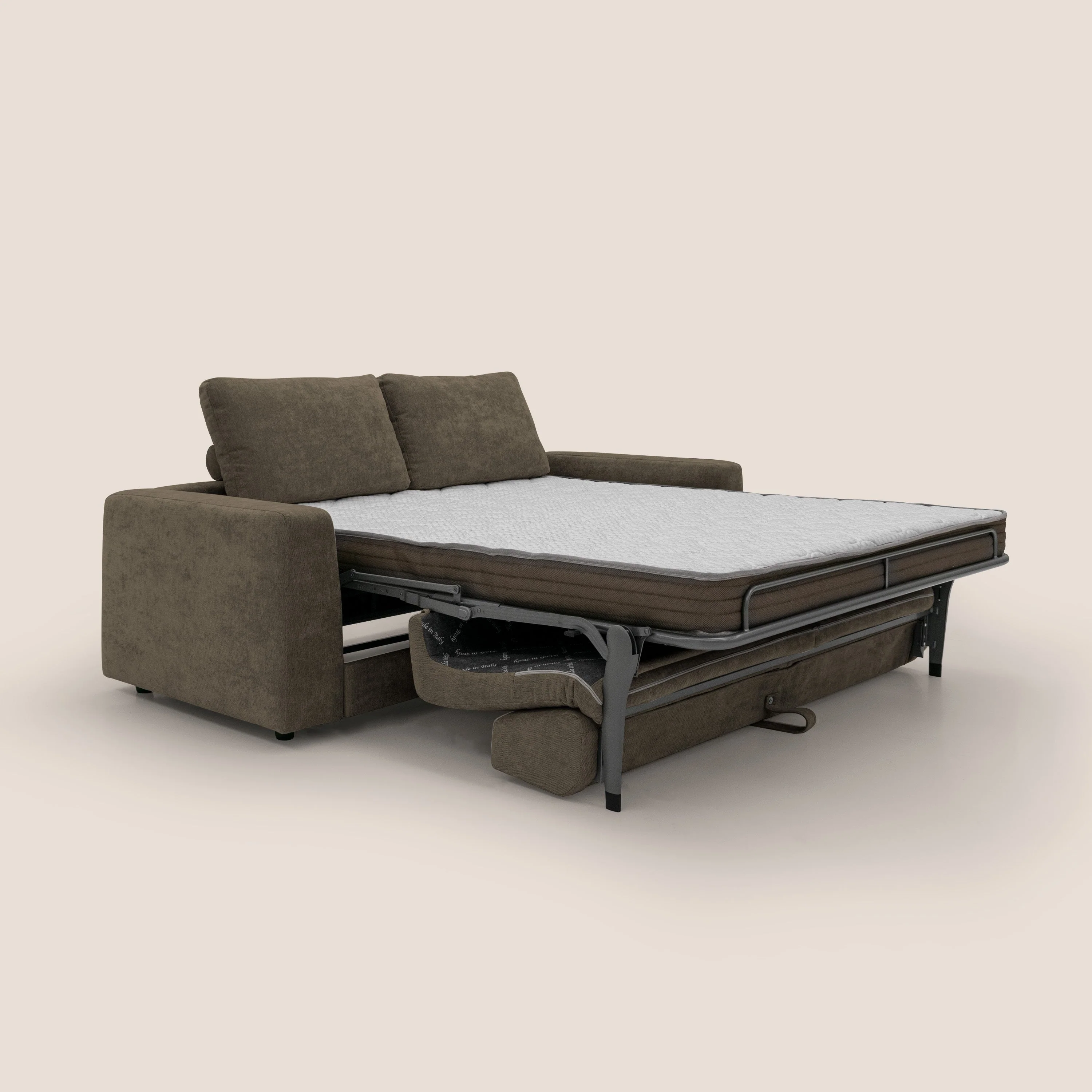 Freia Canapé convertible minimaliste matelas h15cm aux dossiers moelleux en tissu imperméable T14 marron - Image 2