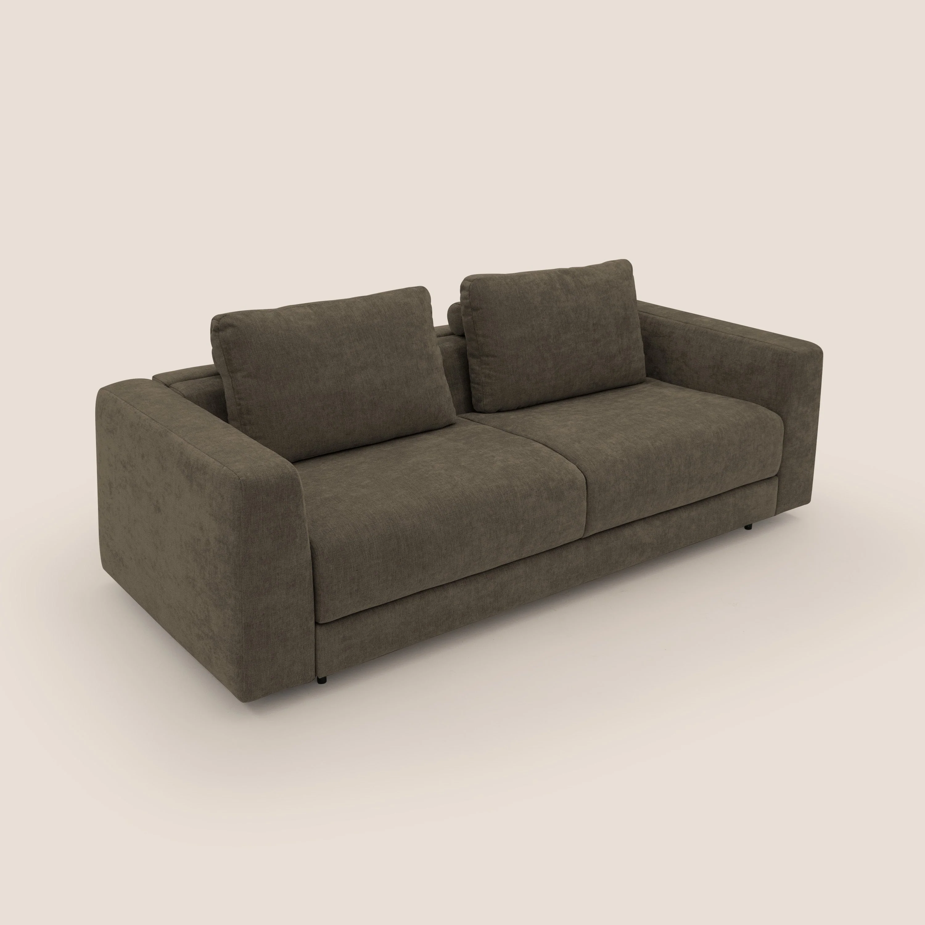 Freia Canapé convertible minimaliste matelas h15cm aux dossiers moelleux en tissu imperméable T14 marron - Image 6