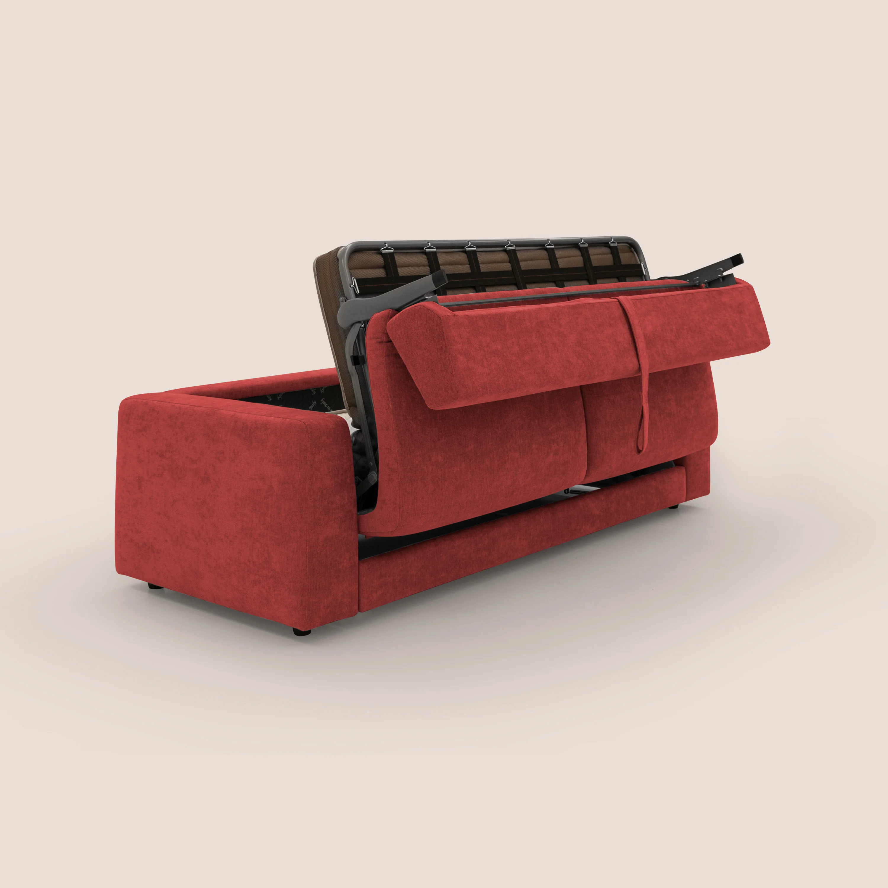Freia Canapé convertible minimaliste matelas h15cm aux dossiers moelleux en tissu imperméable T14 rouge - Image 11