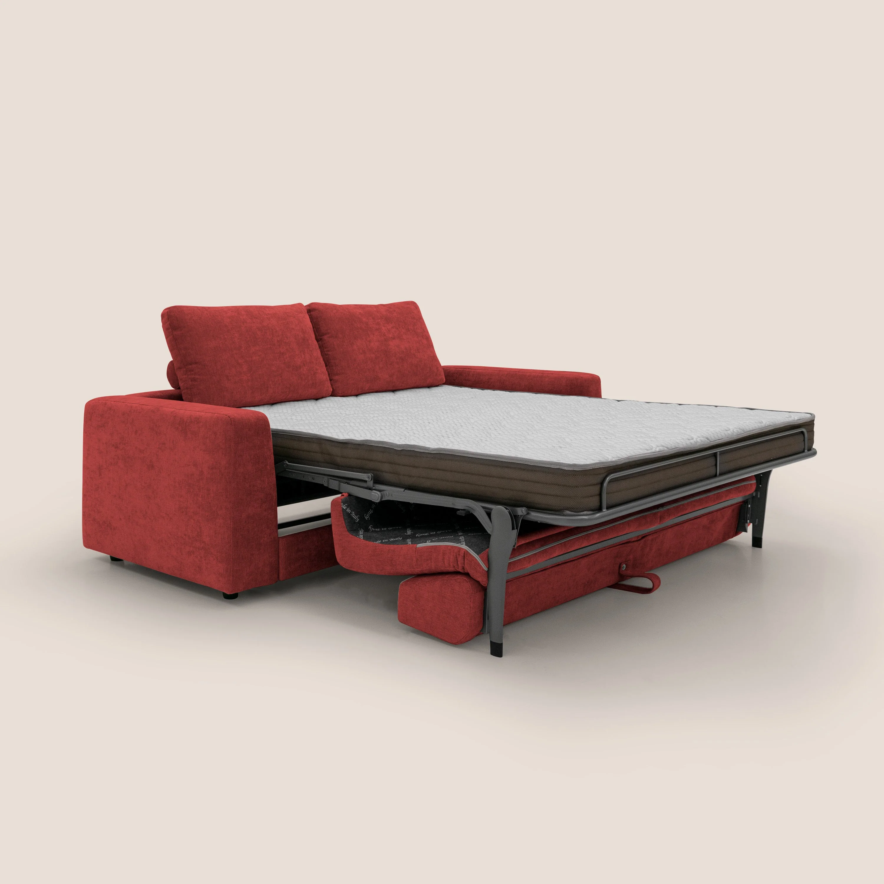 Freia Canapé convertible minimaliste matelas h15cm aux dossiers moelleux en tissu imperméable T14 rouge - Image 2