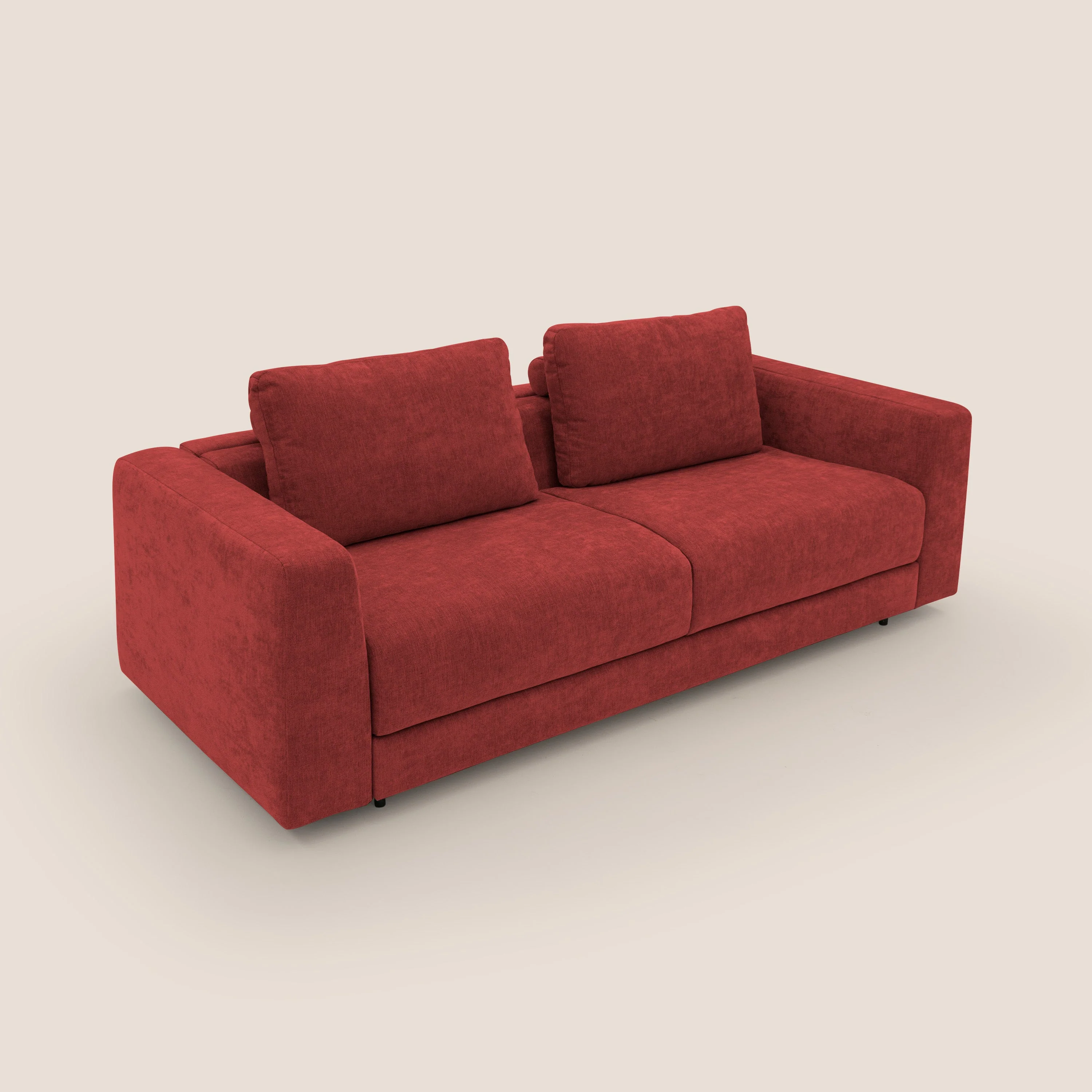 Freia Canapé convertible minimaliste matelas h15cm aux dossiers moelleux en tissu imperméable T14 rouge - Image 6