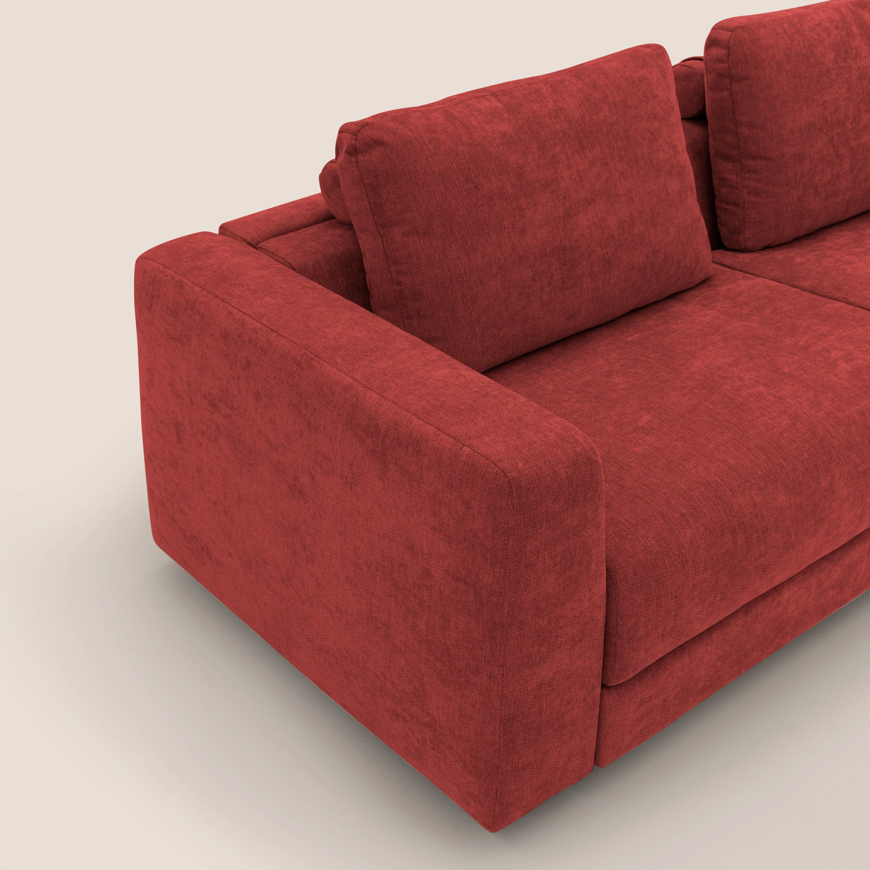 Freia Canapé convertible minimaliste matelas h15cm aux dossiers moelleux en tissu imperméable T14 rouge - Image 7