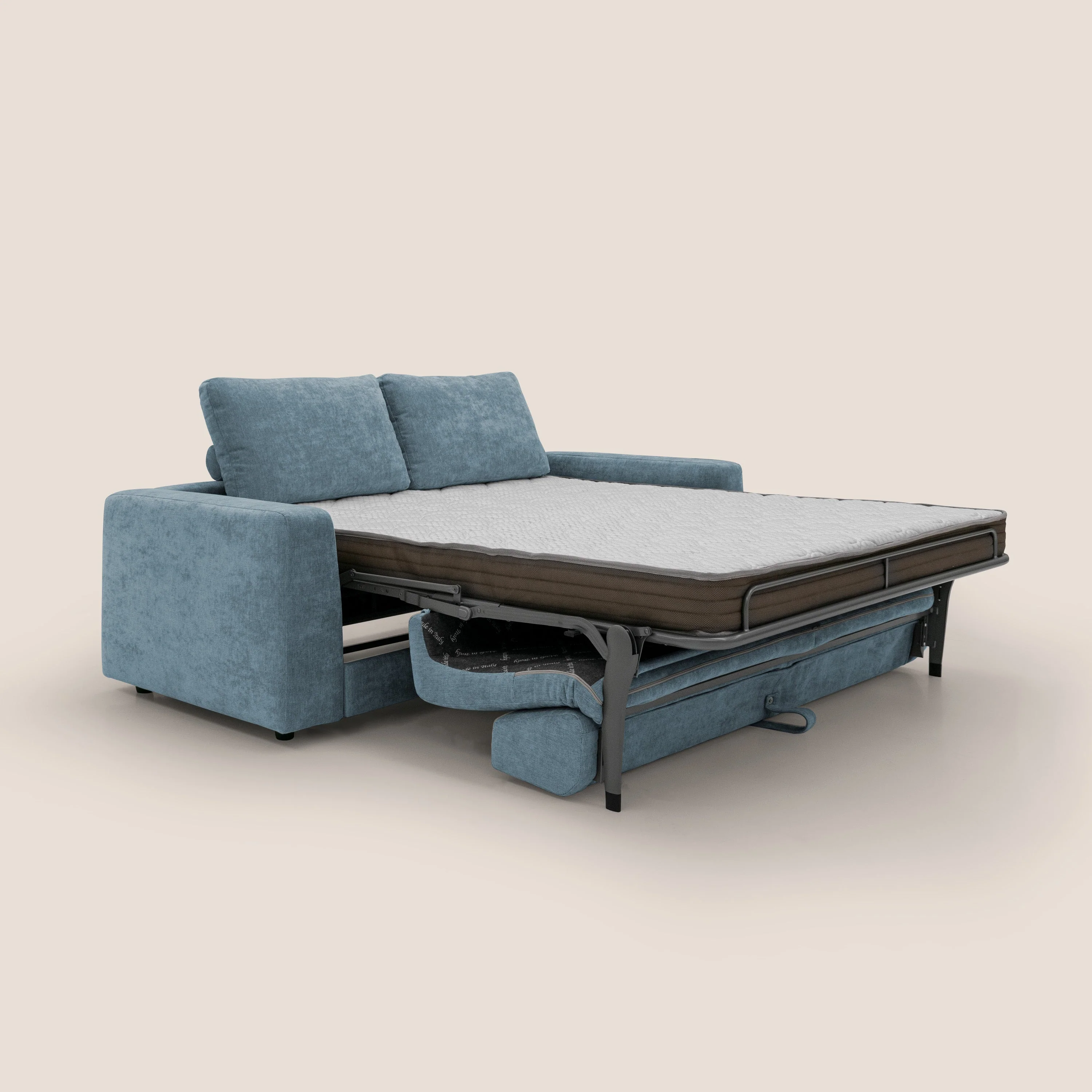 Freia Canapé convertible minimaliste matelas h15cm aux dossiers moelleux en tissu imperméable T14 sucre glace - Image 2