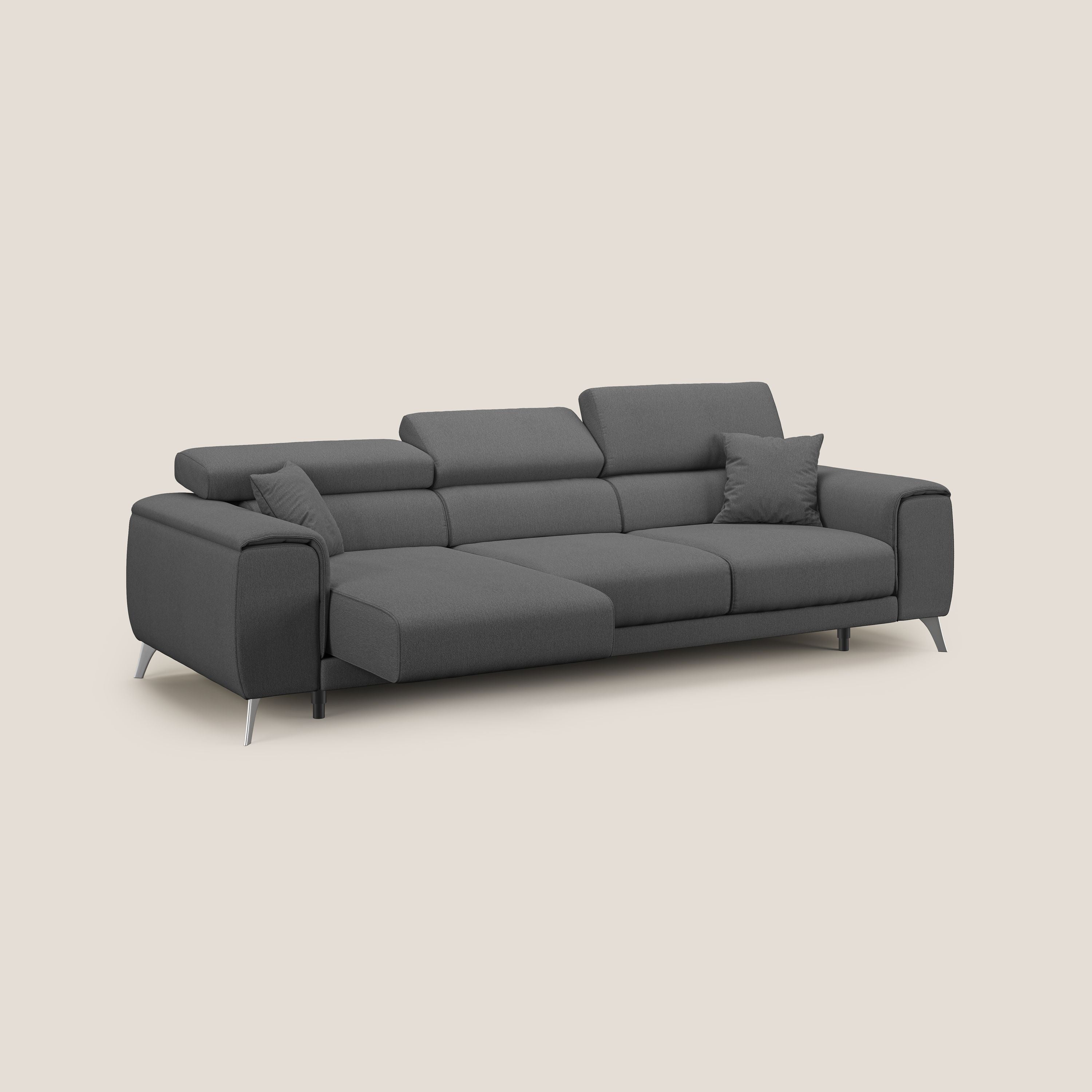 Fusion Canapé avec 3 assises coulissantes en tissu doux antitache T05 anthracite - Image 2