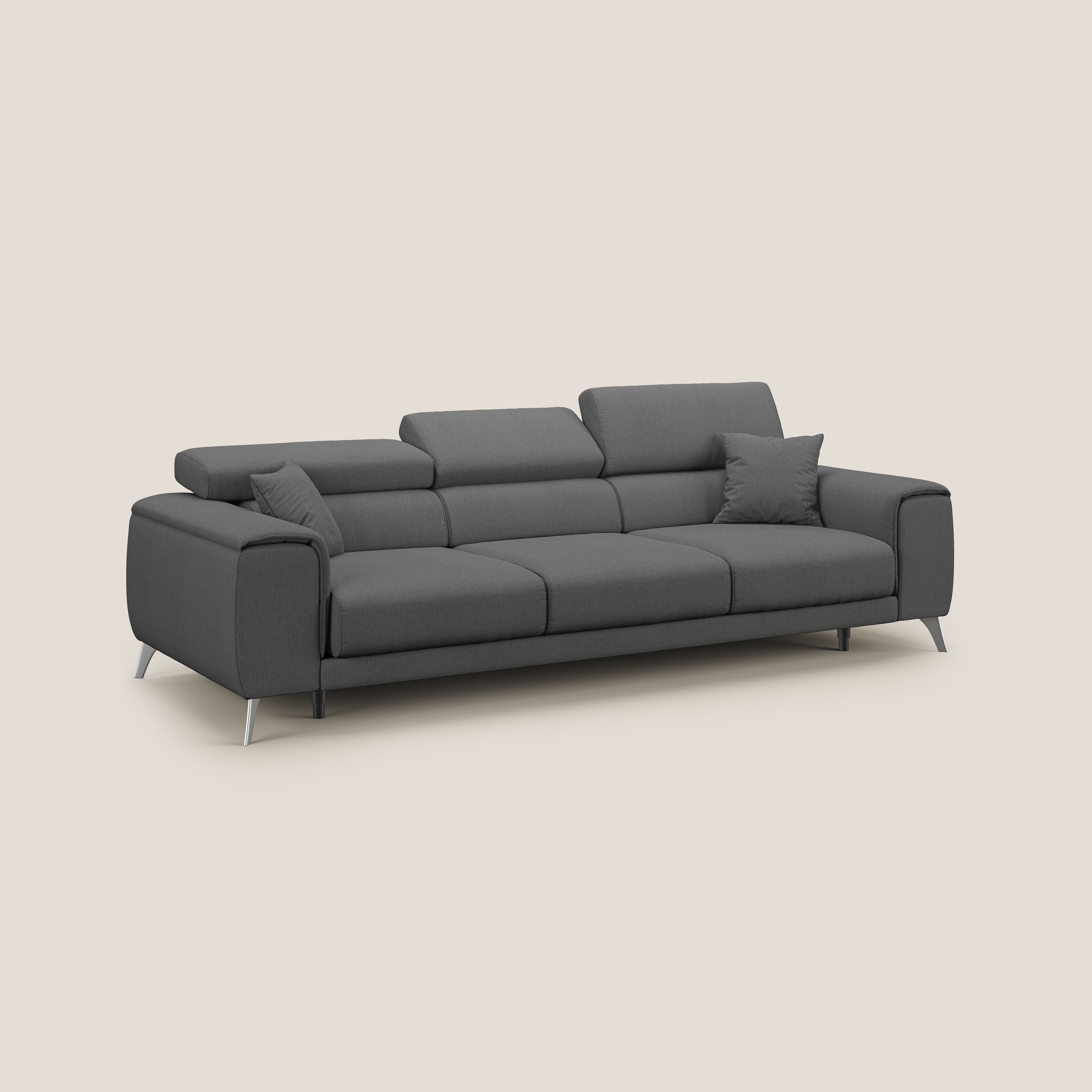 Fusion Canapé avec 3 assises coulissantes en tissu doux antitache T05 anthracite - Image 3
