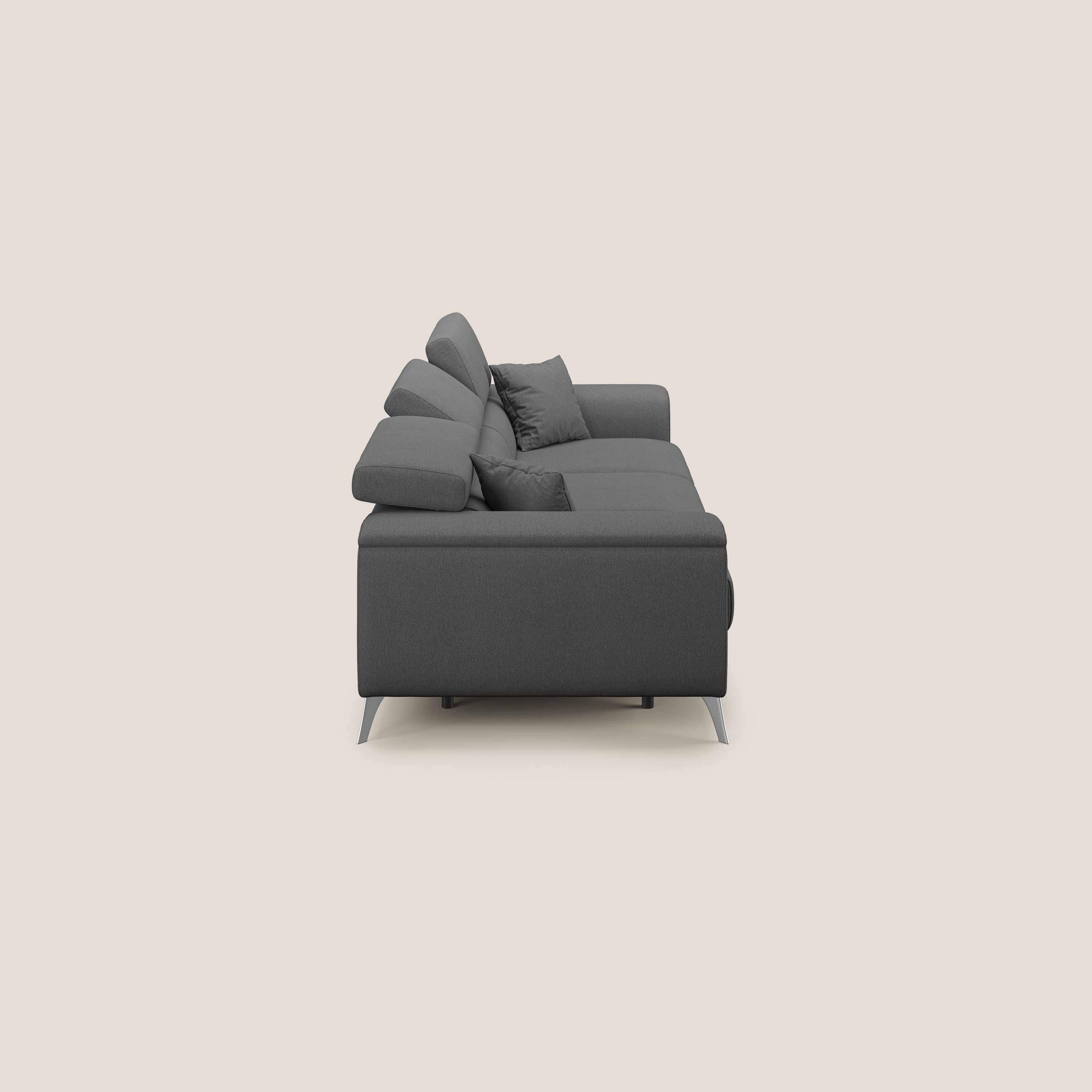 Fusion Canapé avec 3 assises coulissantes en tissu doux antitache T05 anthracite - Image 4