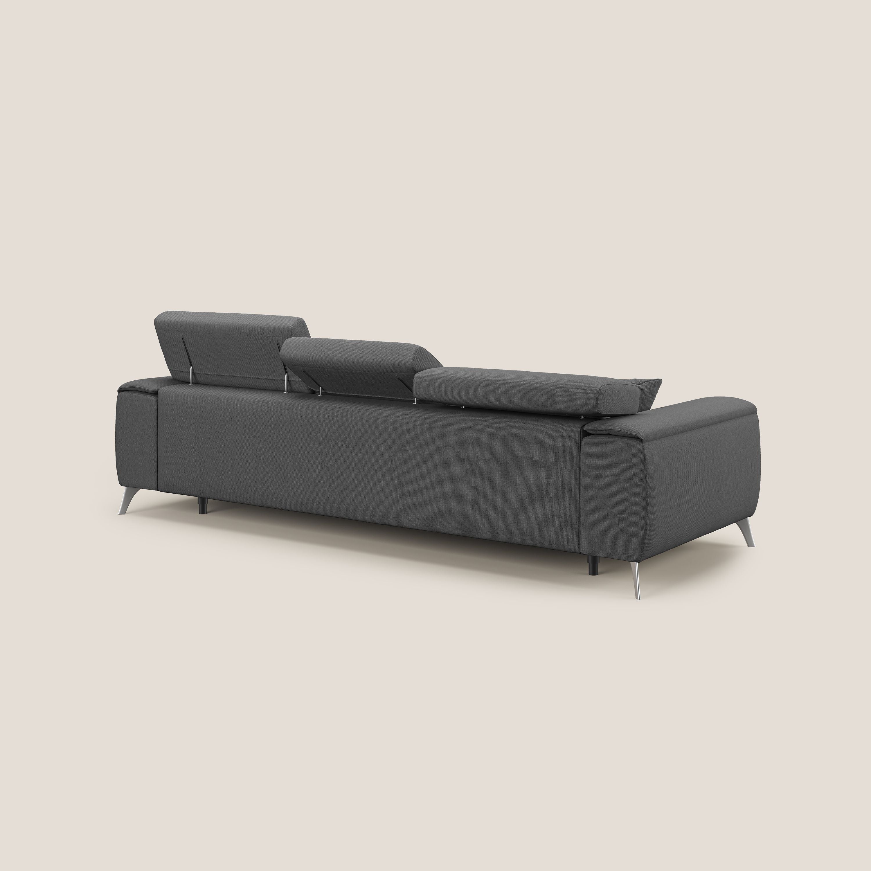 Fusion Canapé avec 3 assises coulissantes en tissu doux antitache T05 anthracite - Image 5