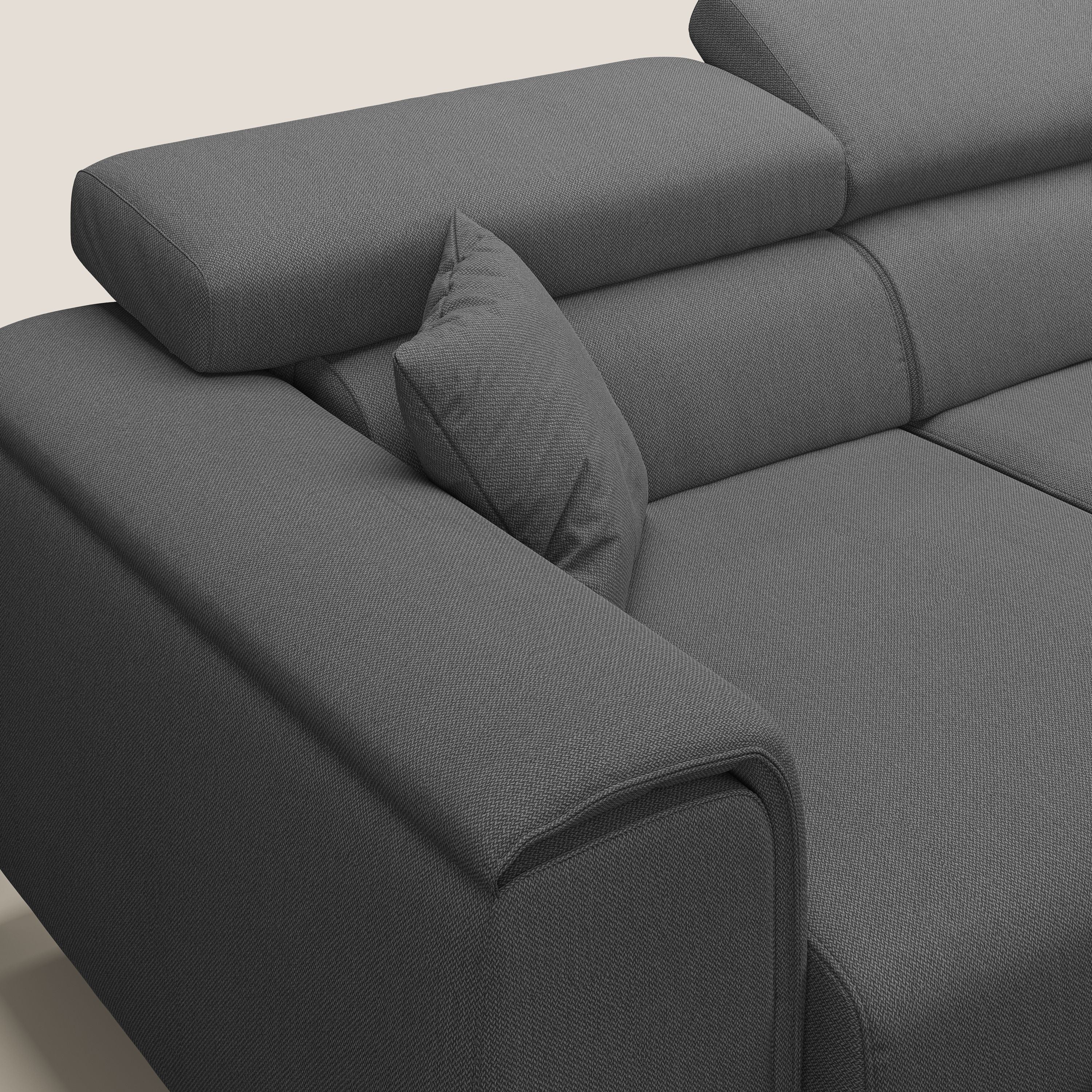 Fusion Canapé avec 3 assises coulissantes en tissu doux antitache T05 anthracite - Image 6