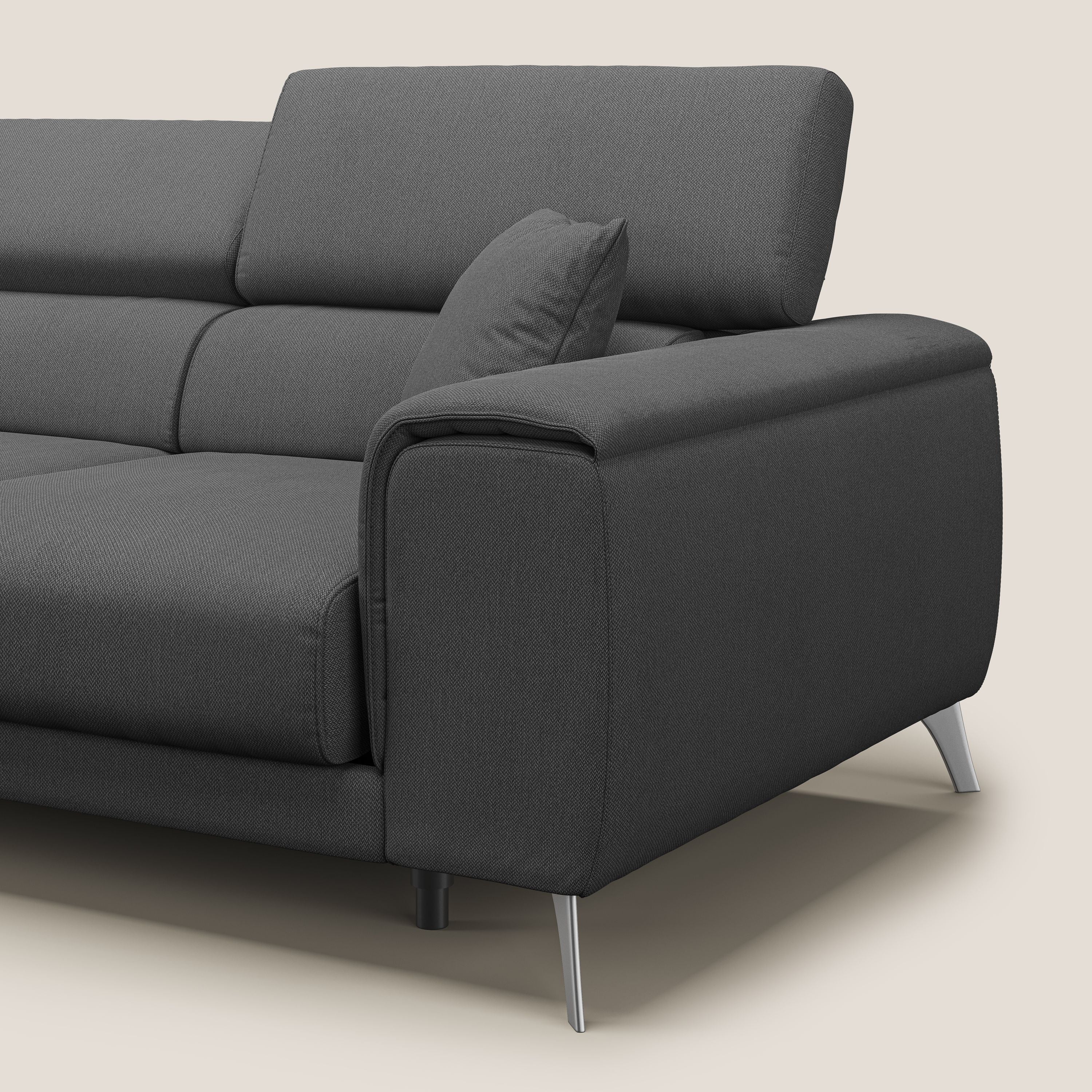 Fusion Canapé avec 3 assises coulissantes en tissu doux antitache T05 anthracite - Image 8