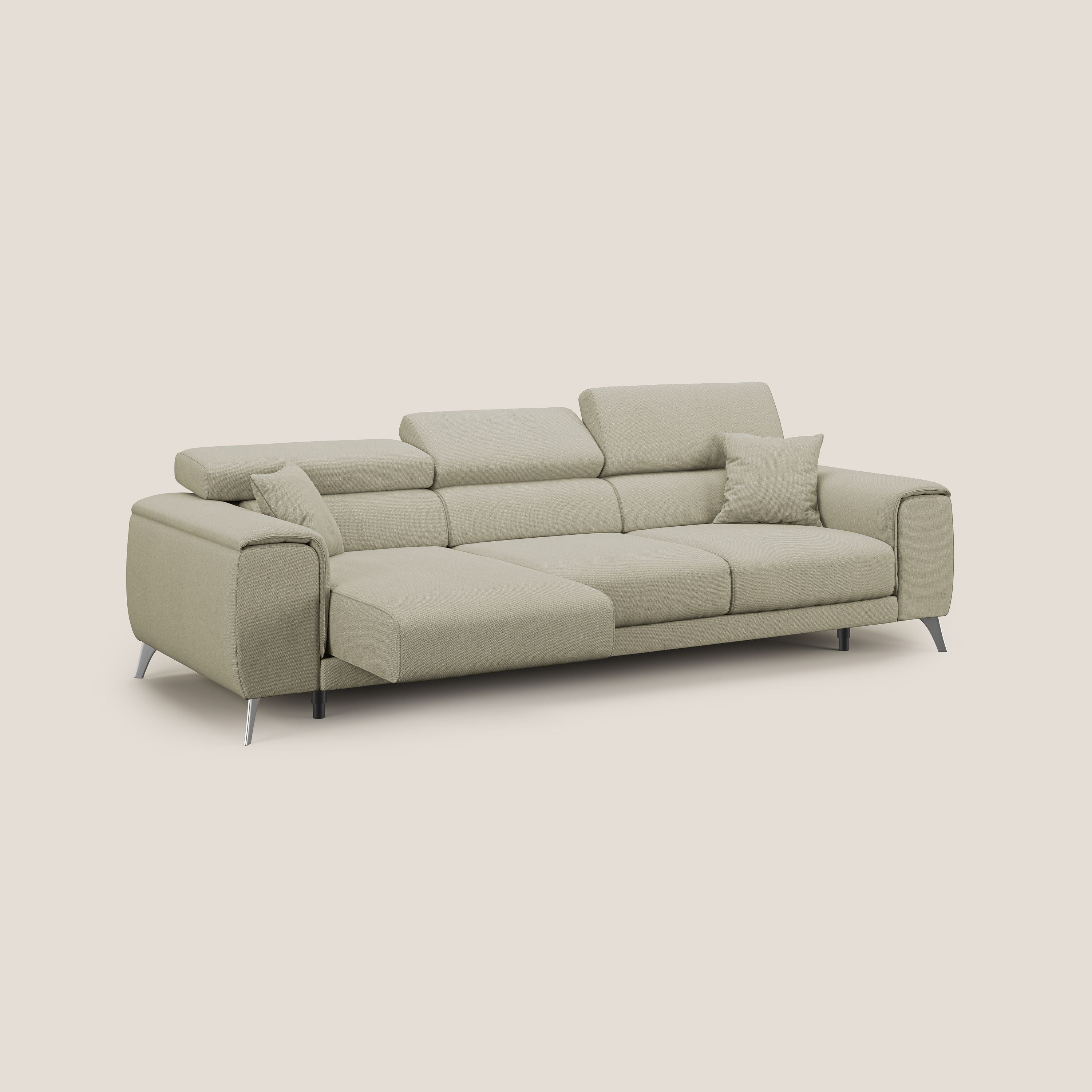 Fusion Canapé avec 3 assises coulissantes en tissu doux antitache T05 crème - Image 2