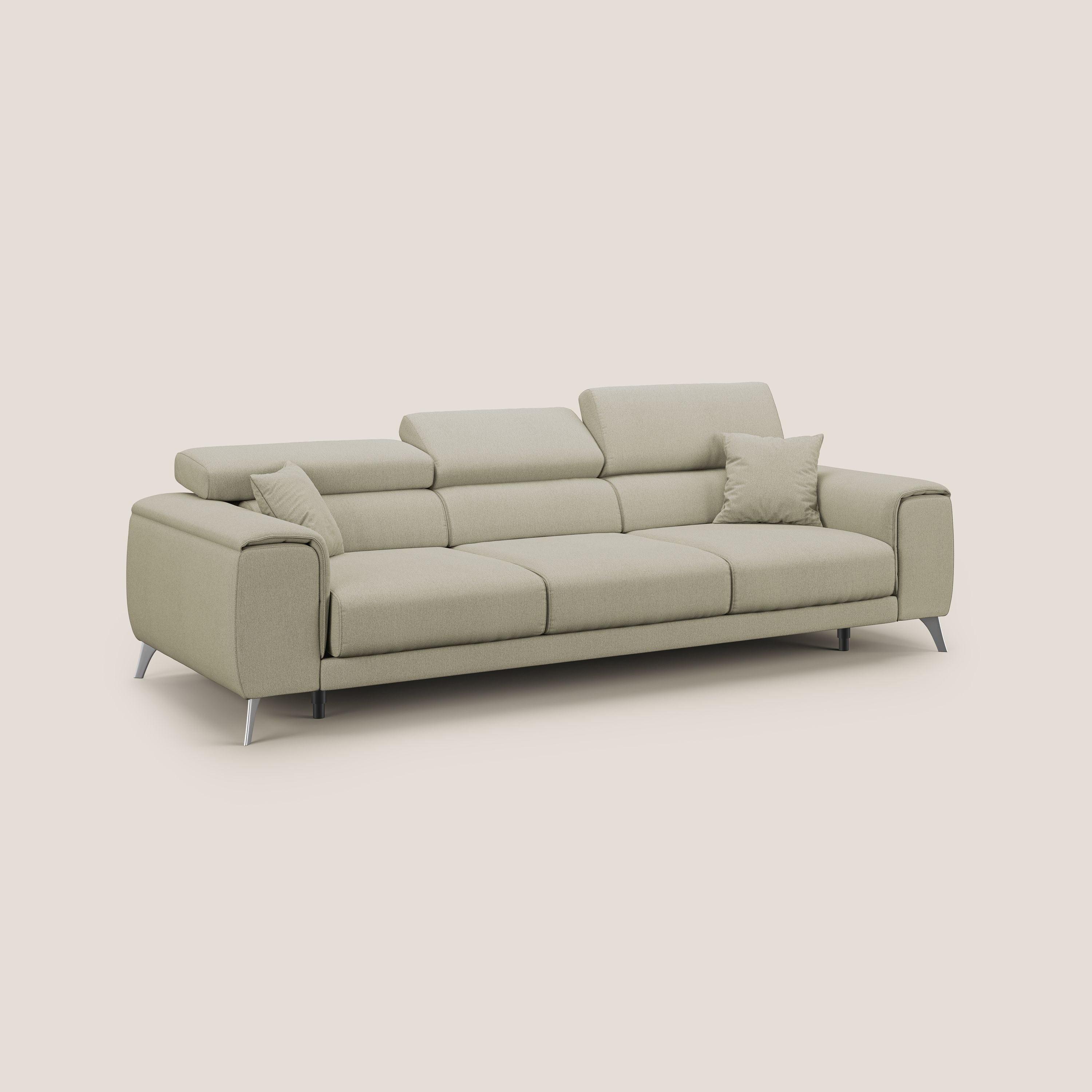 Fusion Canapé avec 3 assises coulissantes en tissu doux antitache T05 crème - Image 3