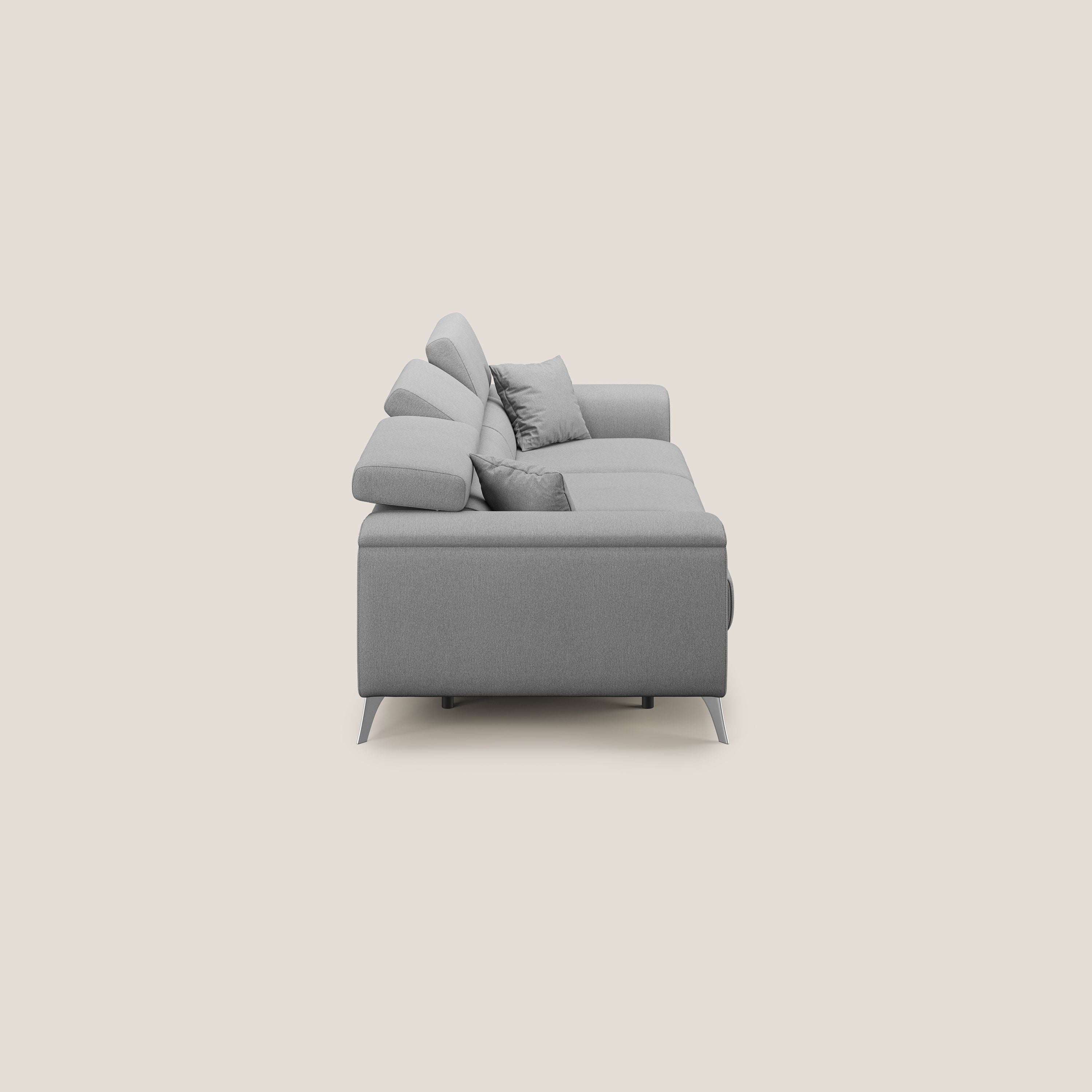 Fusion Canapé avec 3 assises coulissantes en tissu doux antitache T05 gris - Image 4