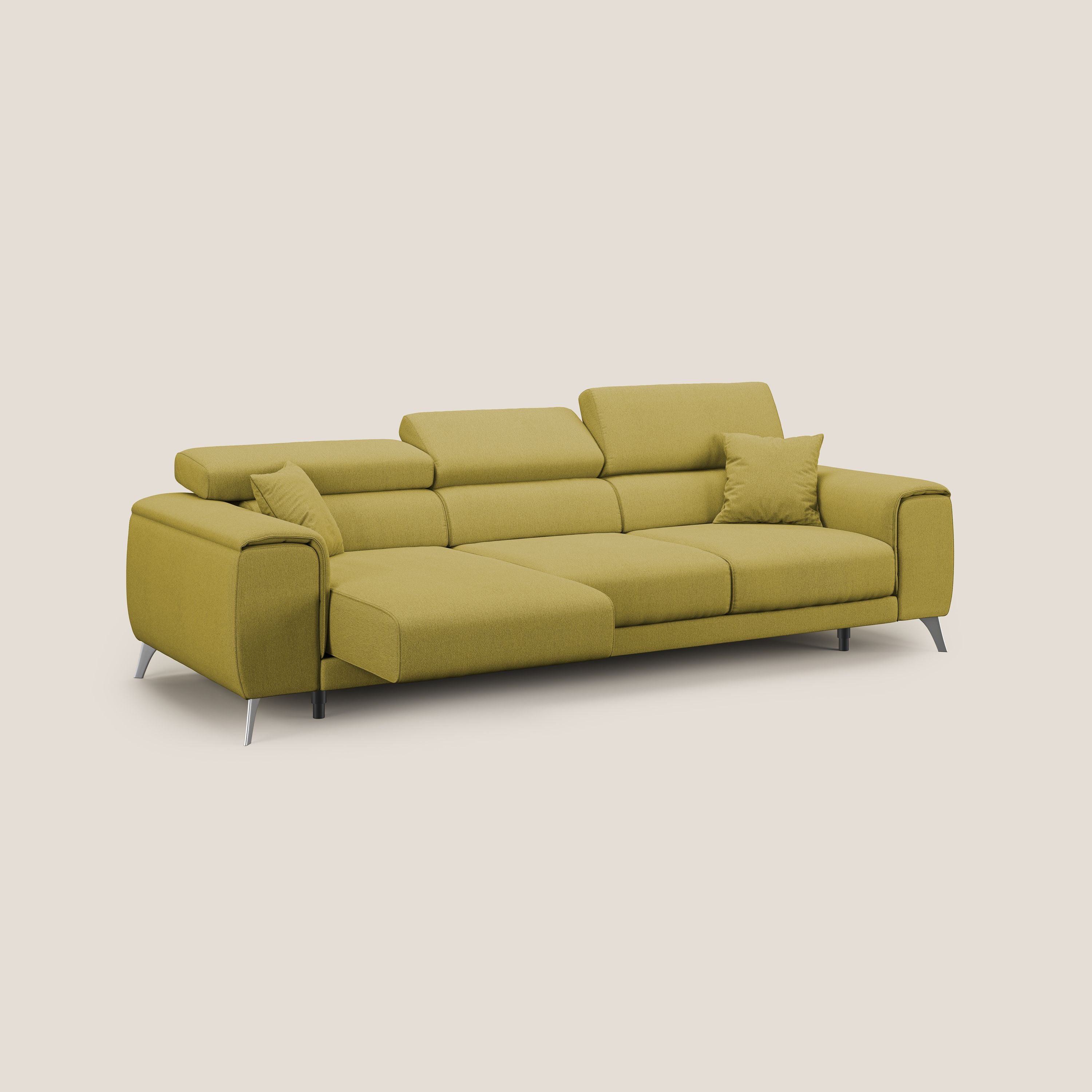 Fusion Canapé avec 3 assises coulissantes en tissu doux antitache T05 jaune - Image 2