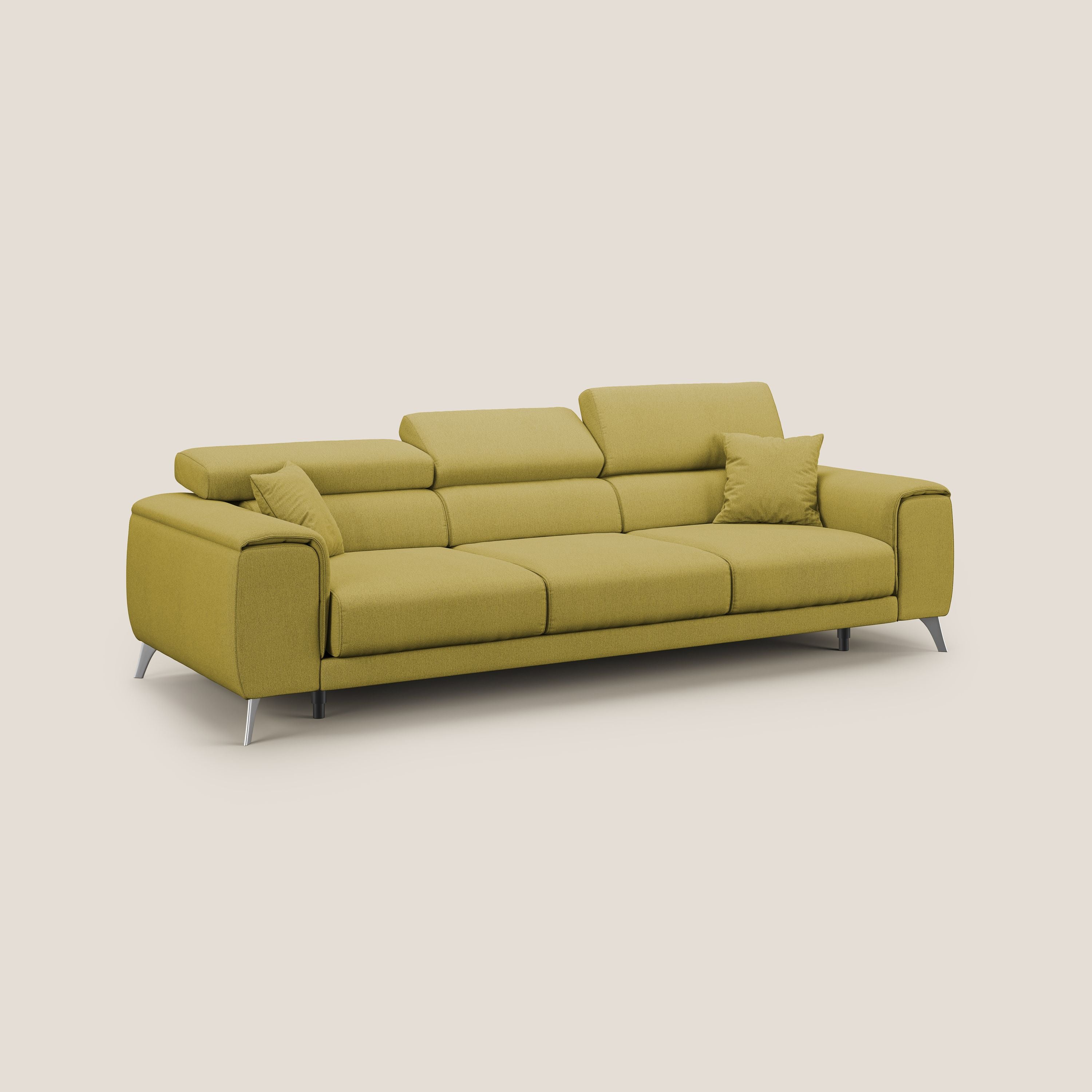 Fusion Canapé avec 3 assises coulissantes en tissu doux antitache T05 jaune - Image 3