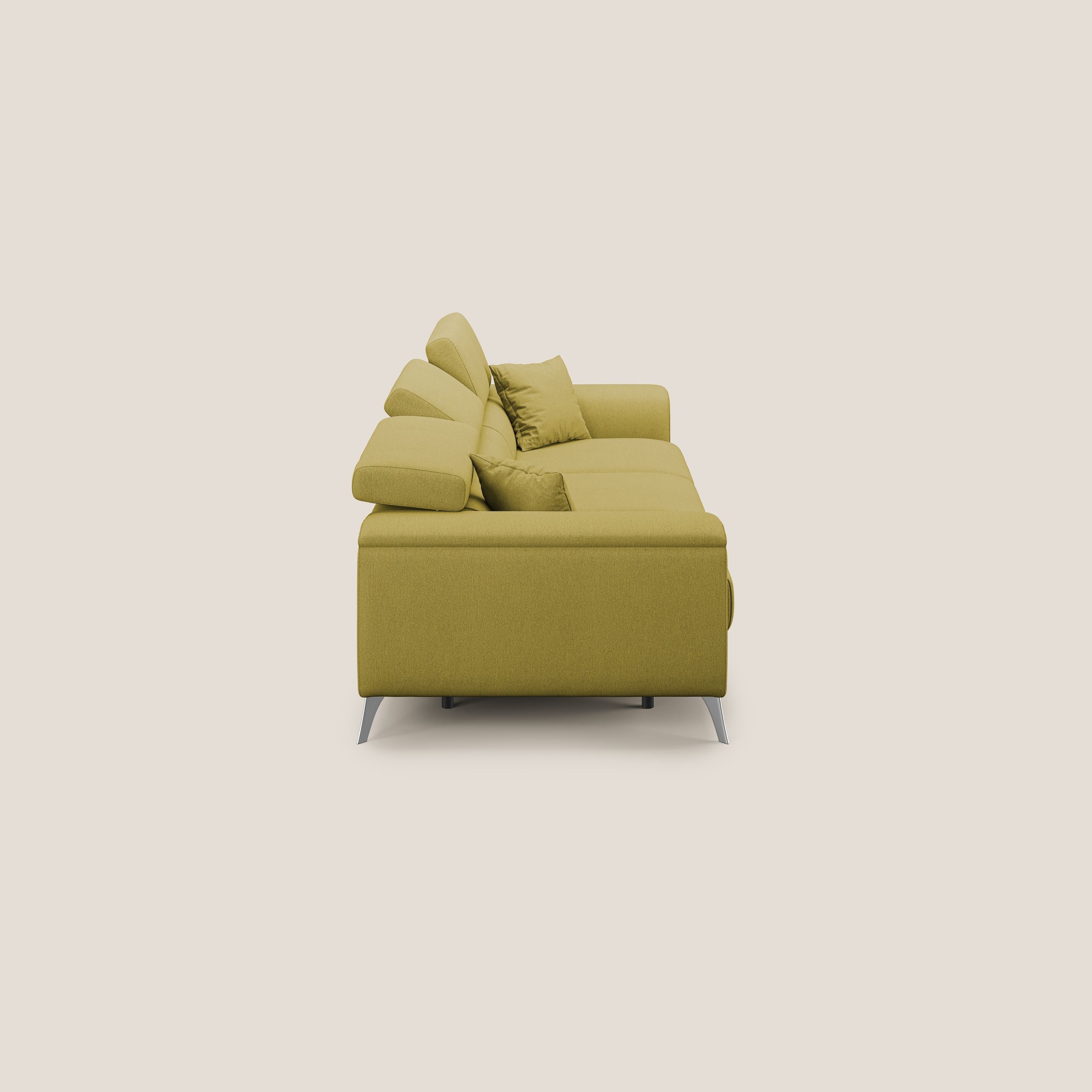 Fusion Canapé avec 3 assises coulissantes en tissu doux antitache T05 jaune - Image 4