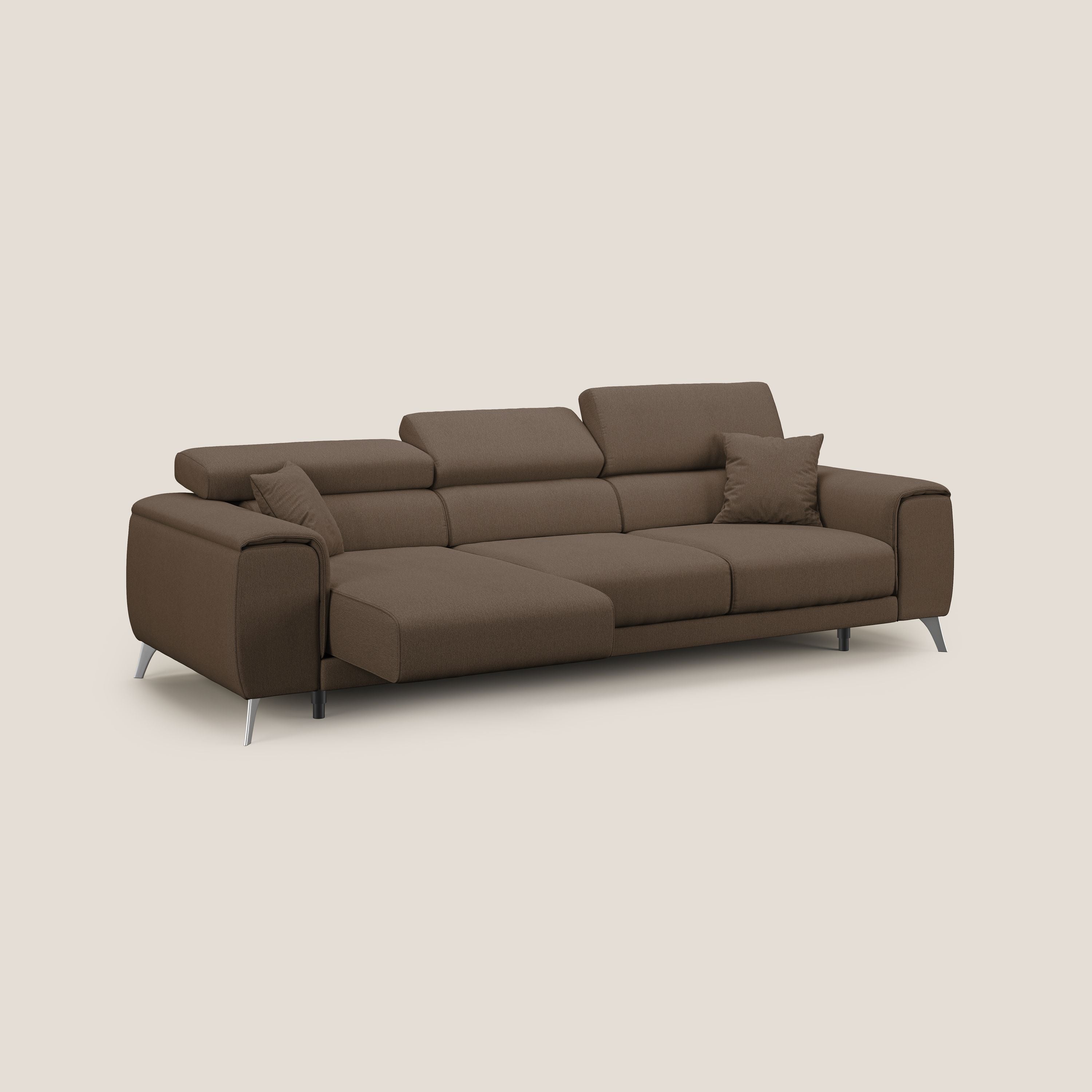 Fusion Canapé avec 3 assises coulissantes en tissu doux antitache T05 marron - Image 2