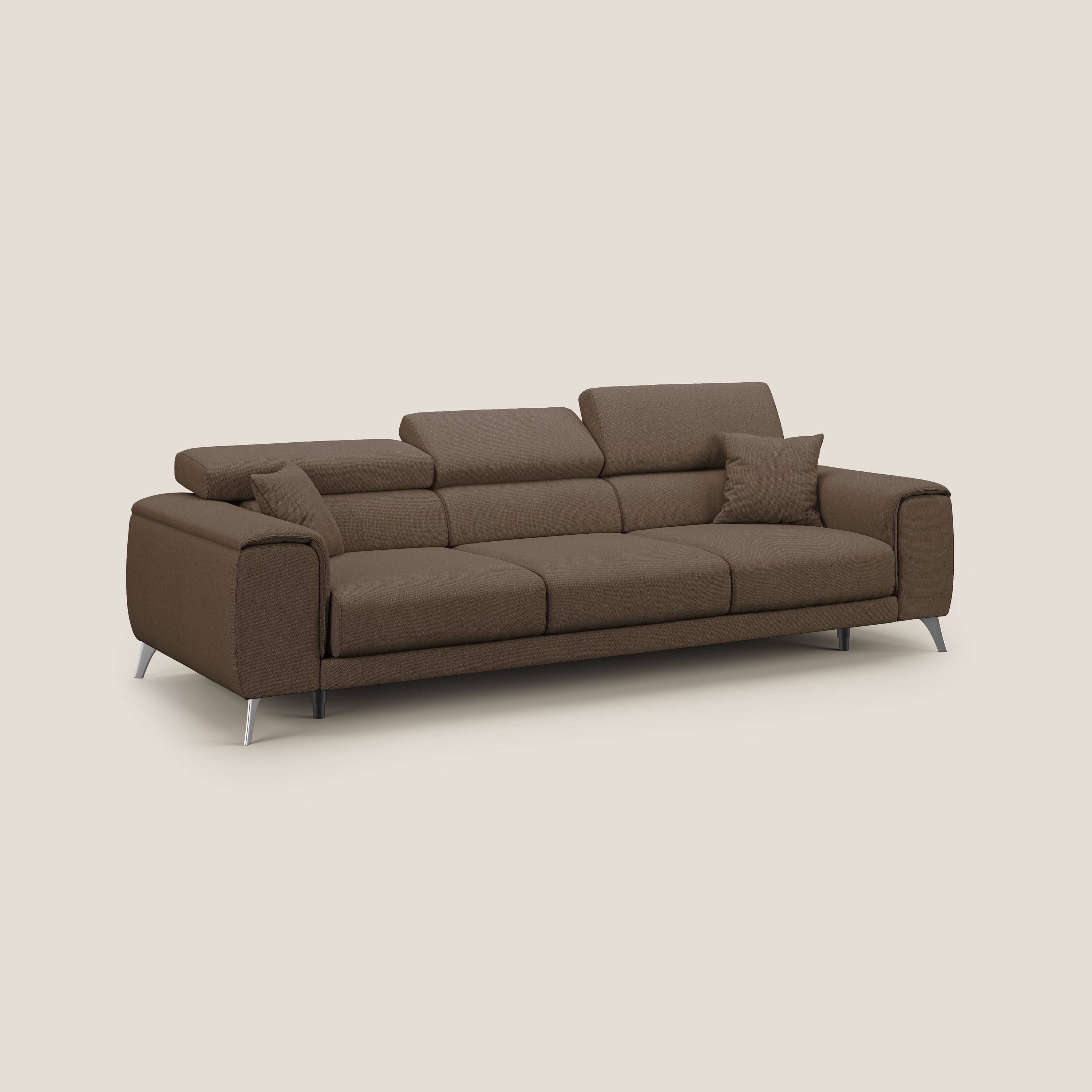 Fusion Canapé avec 3 assises coulissantes en tissu doux antitache T05 marron - Image 3