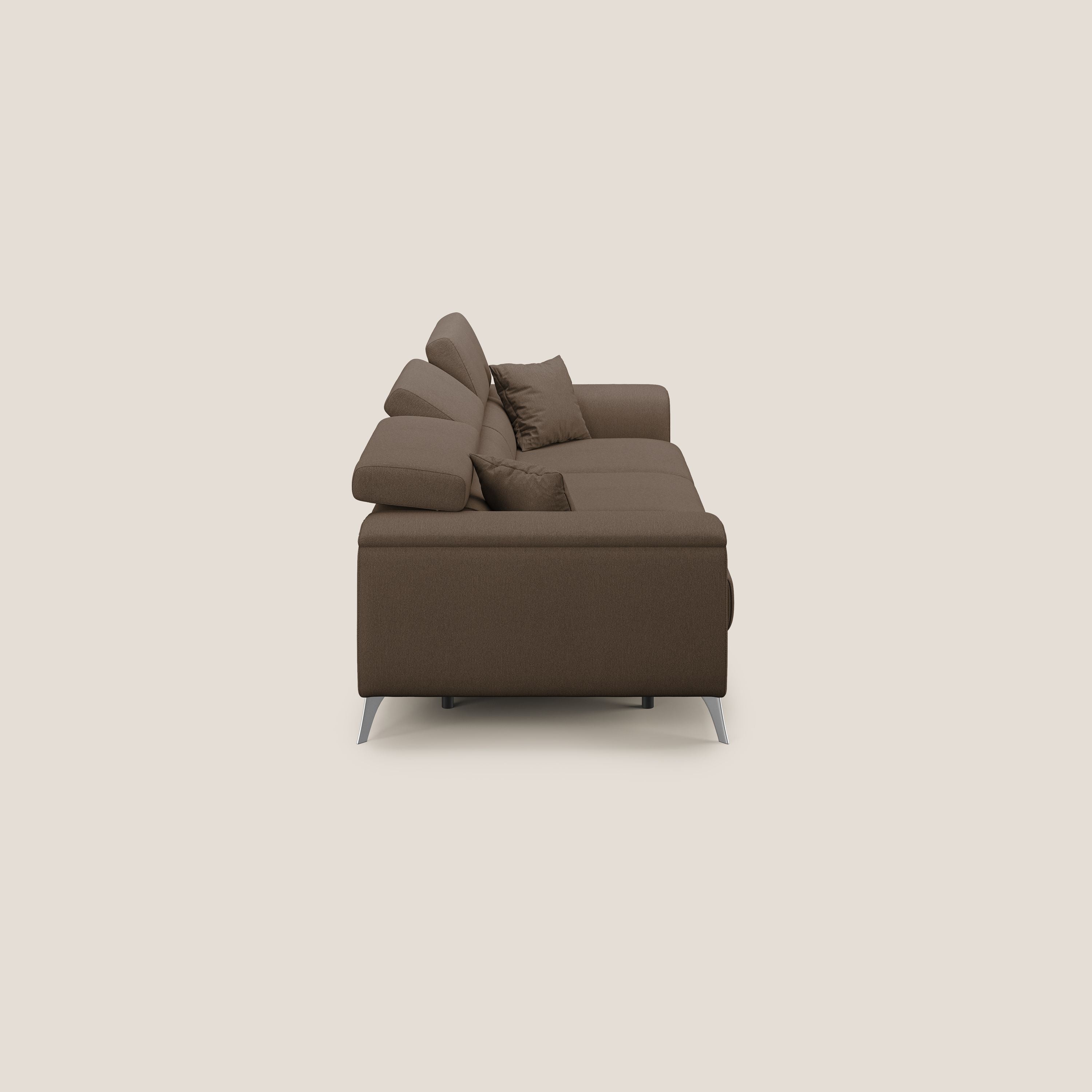 Fusion Canapé avec 3 assises coulissantes en tissu doux antitache T05 marron - Image 4