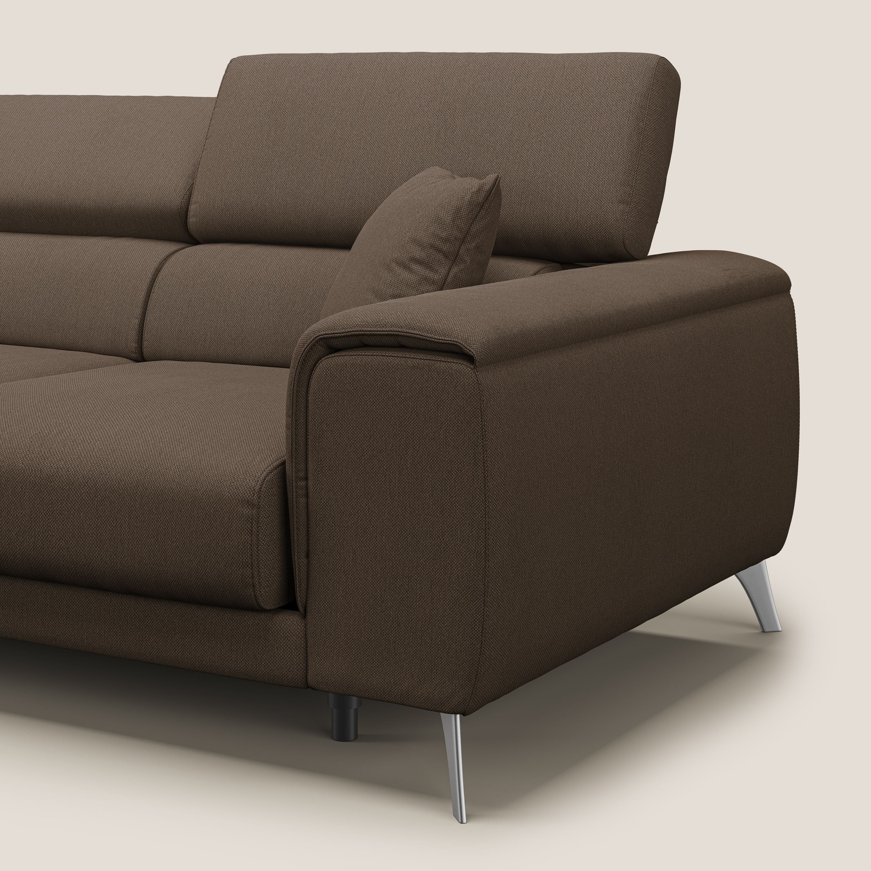 Fusion Canapé avec 3 assises coulissantes en tissu doux antitache T05 marron - Image 8