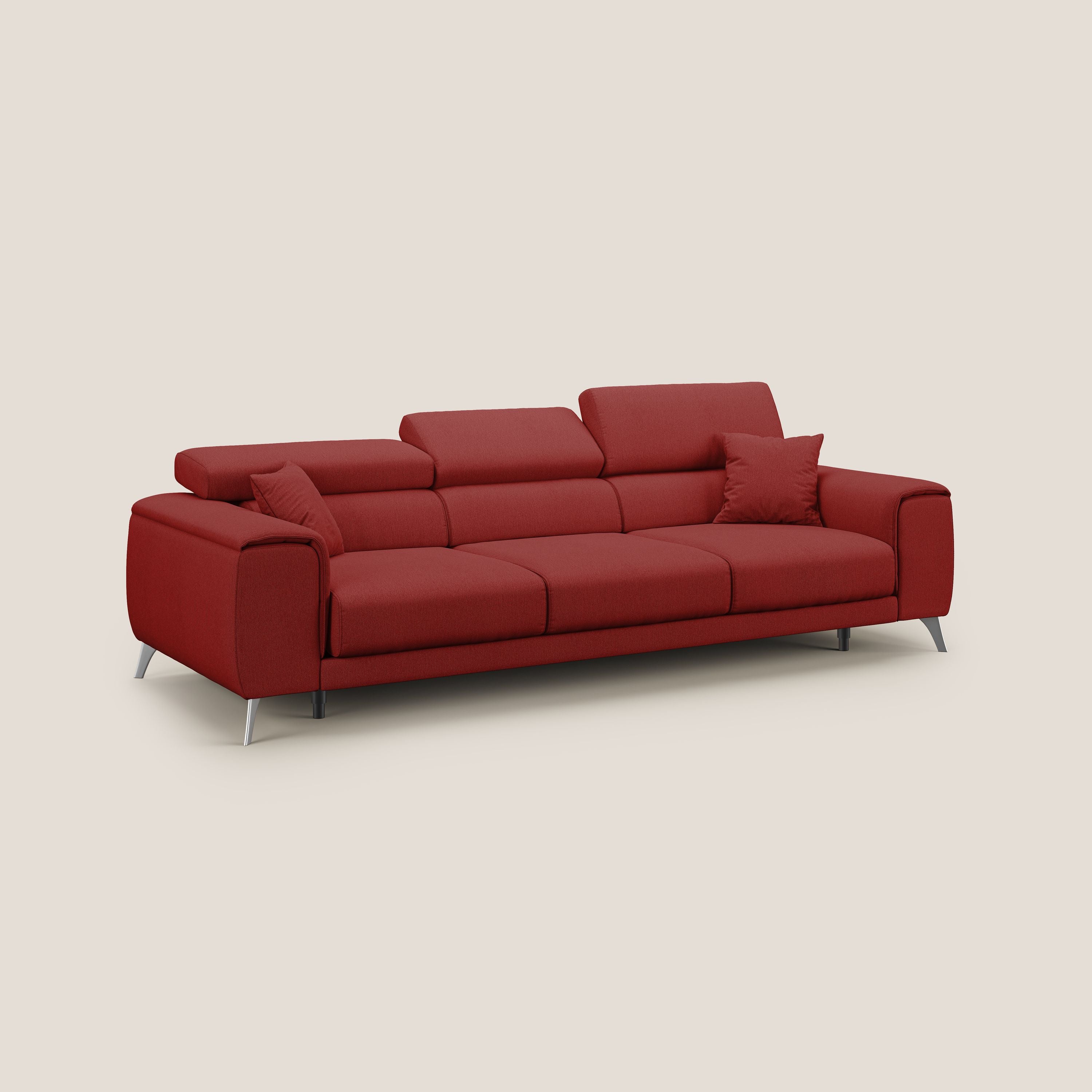 Fusion Canapé avec 3 assises coulissantes en tissu doux antitache T05 rouge - Image 3