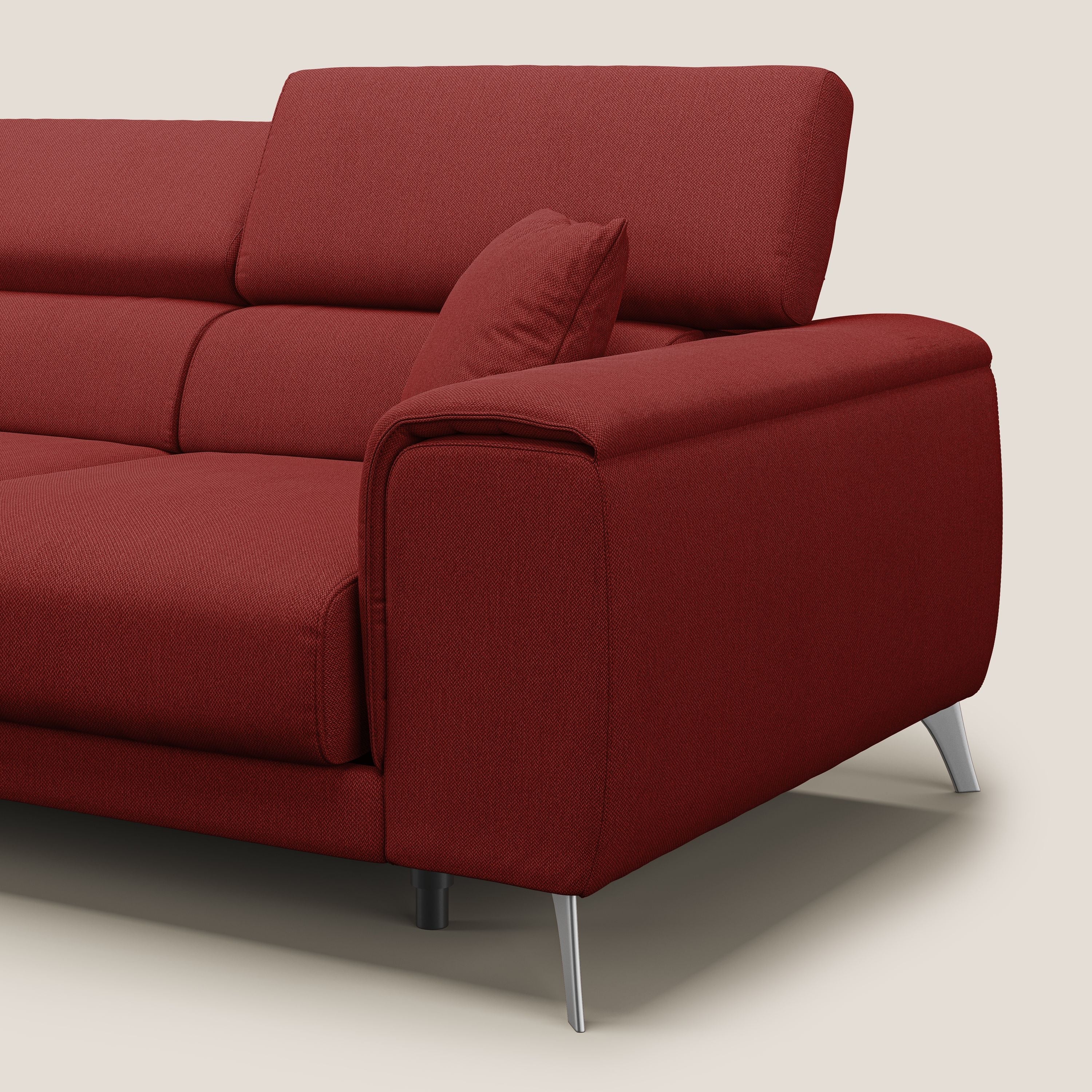 Fusion Canapé avec 3 assises coulissantes en tissu doux antitache T05 rouge - Image 8