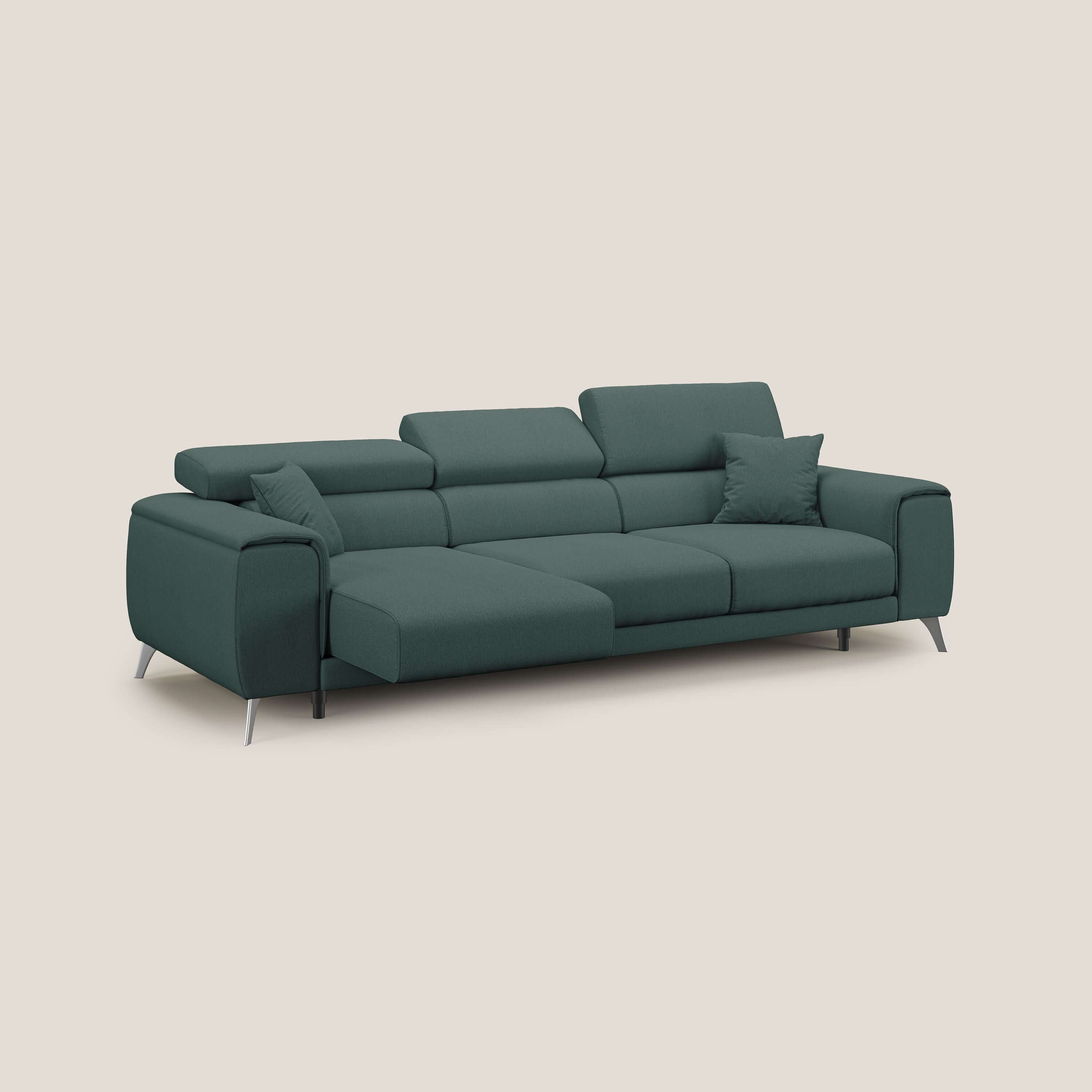 Fusion Canapé avec 3 assises coulissantes en tissu doux antitache T05 vert - Image 4