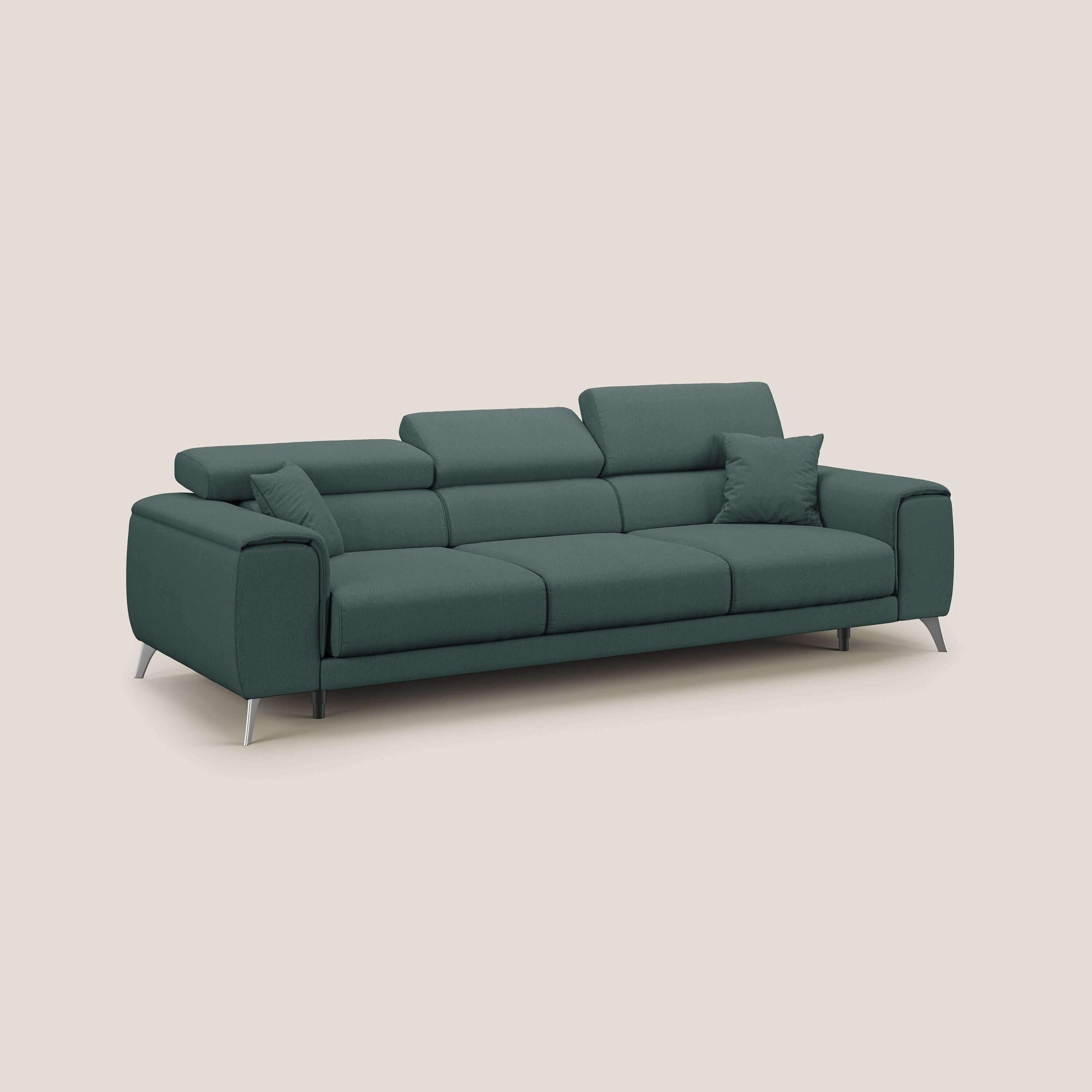 Fusion Canapé avec 3 assises coulissantes en tissu doux antitache T05 vert - Image 5