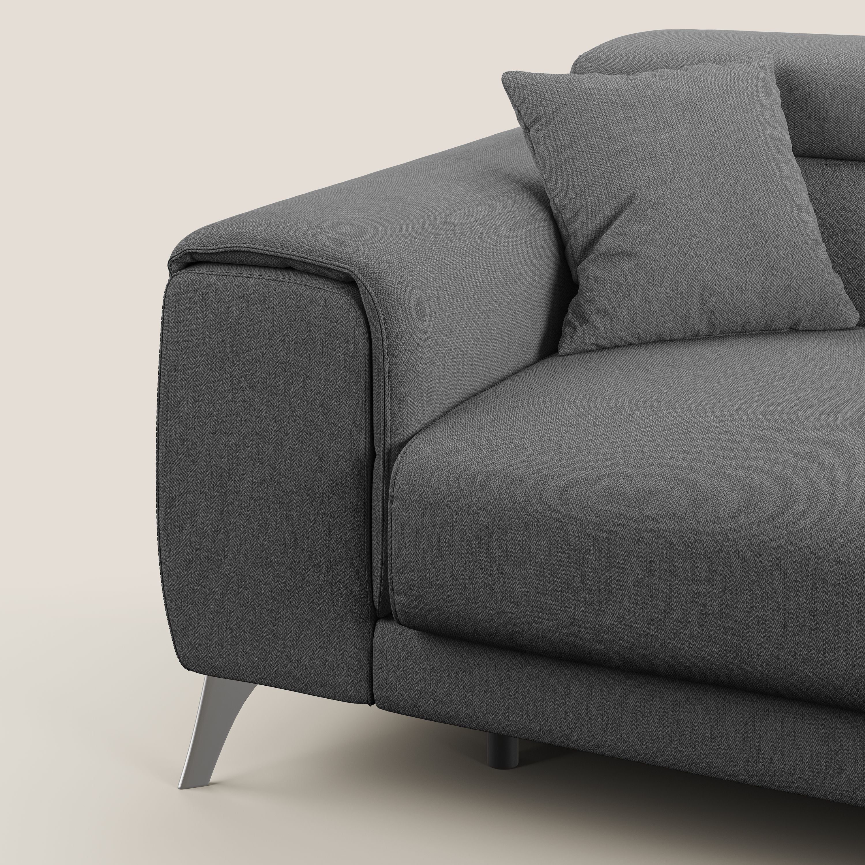 Fusion Canapé avec assises coulissantes en tissu doux antitache T05 anthracite - Image 8