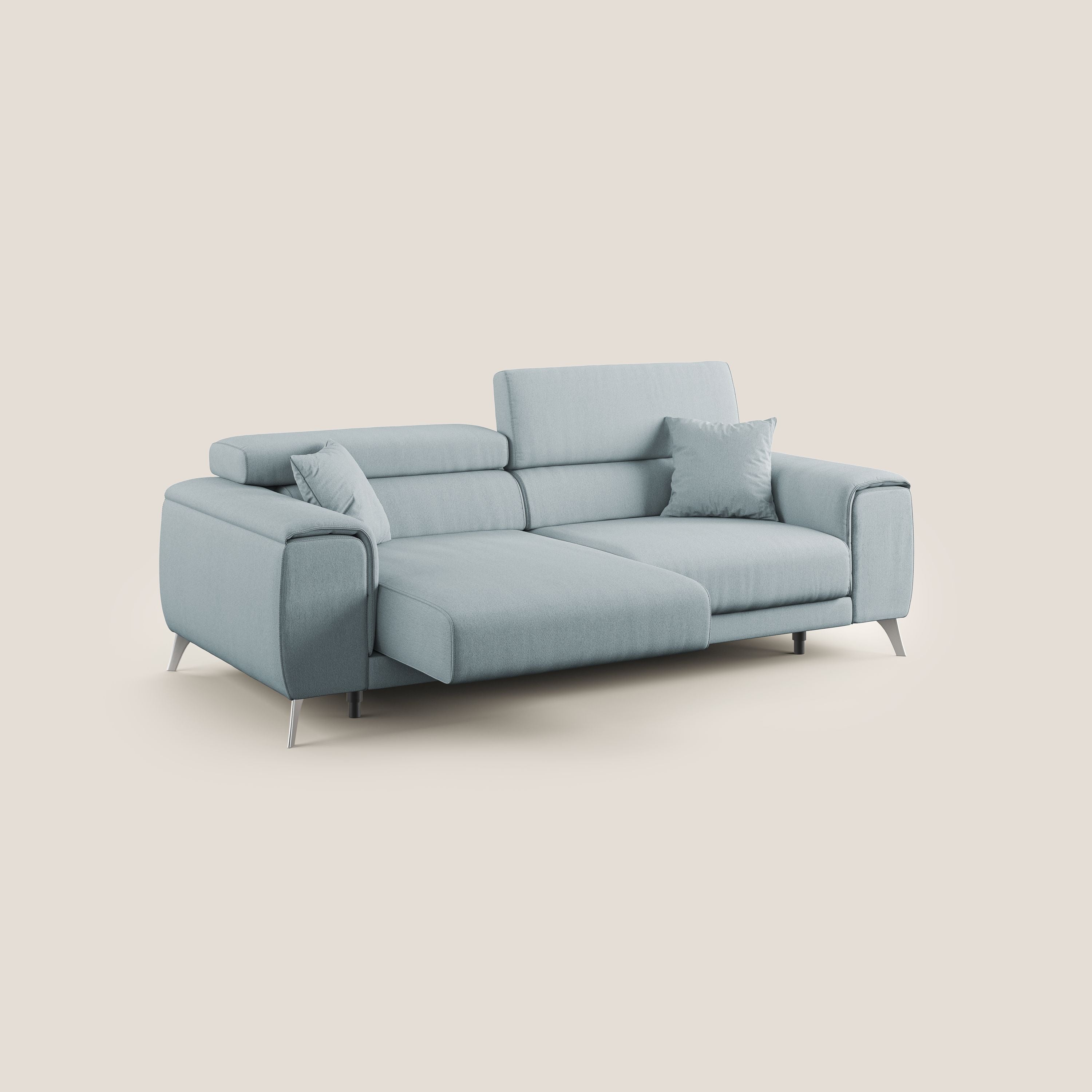 Fusion Canapé avec assises coulissantes en tissu doux antitache T05 bleu gris - Image 2