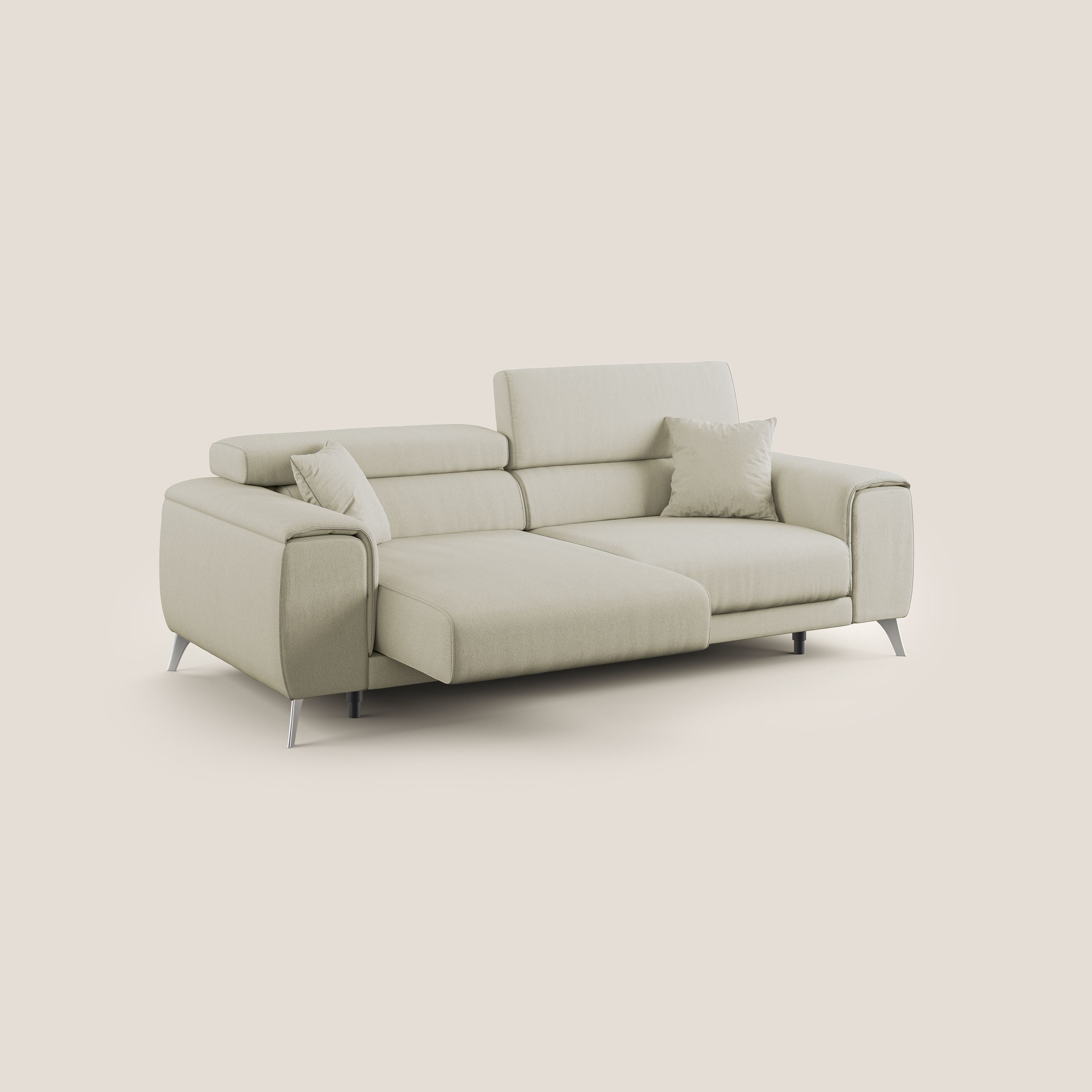 Fusion Canapé avec assises coulissantes en tissu doux antitache T05 crème - Image 4