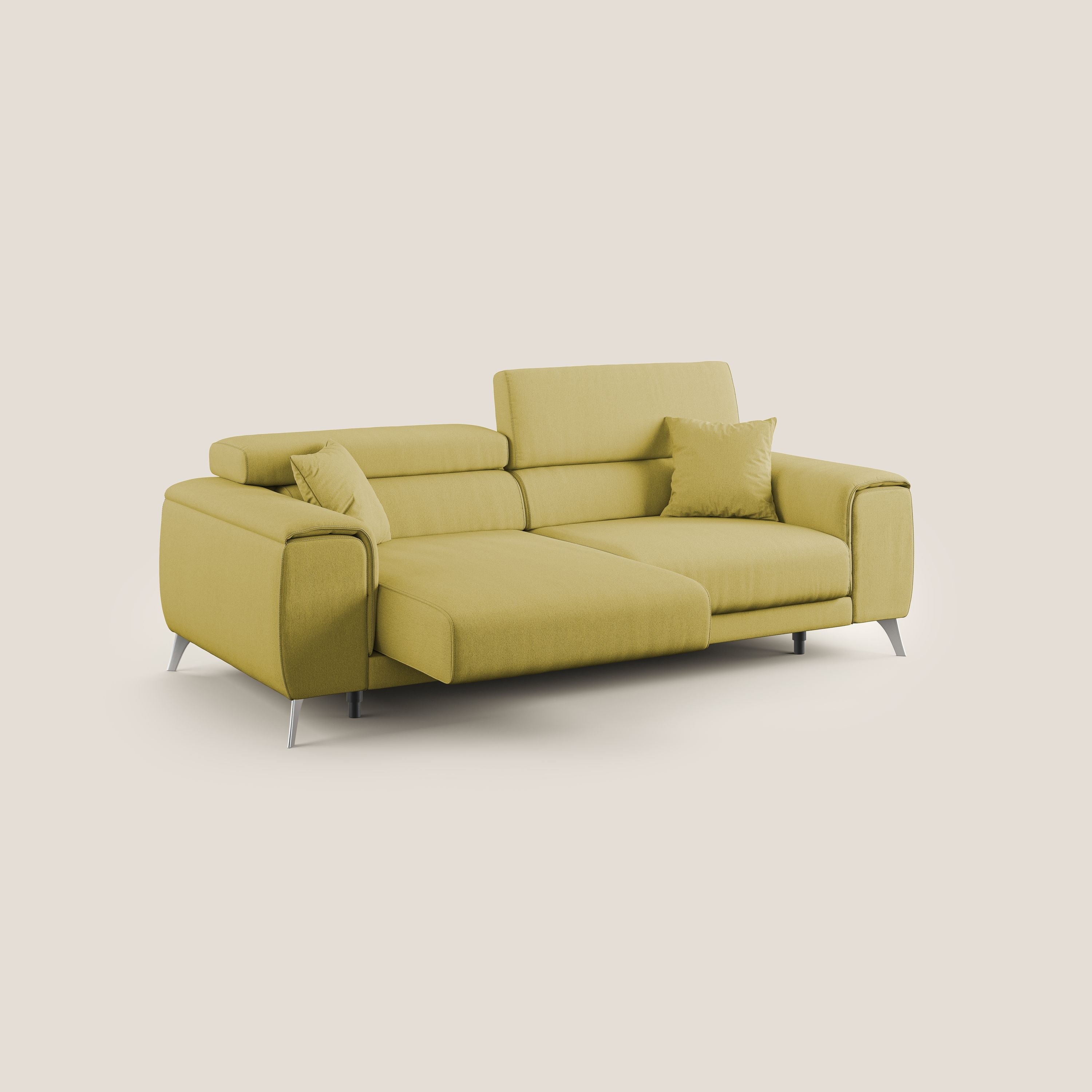 Fusion Canapé avec assises coulissantes en tissu doux antitache T05 jaune - Image 2