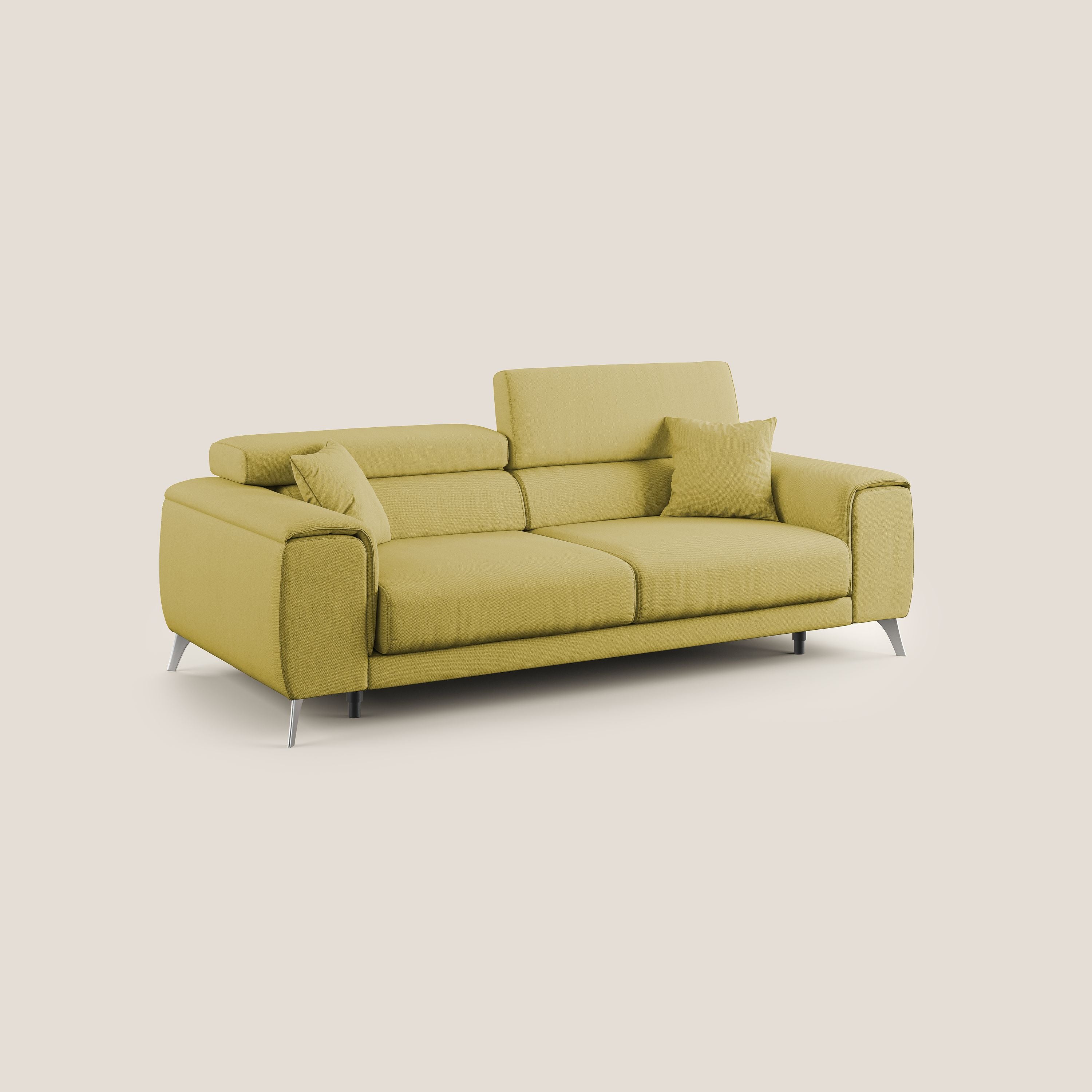Fusion Canapé avec assises coulissantes en tissu doux antitache T05 jaune - Image 3