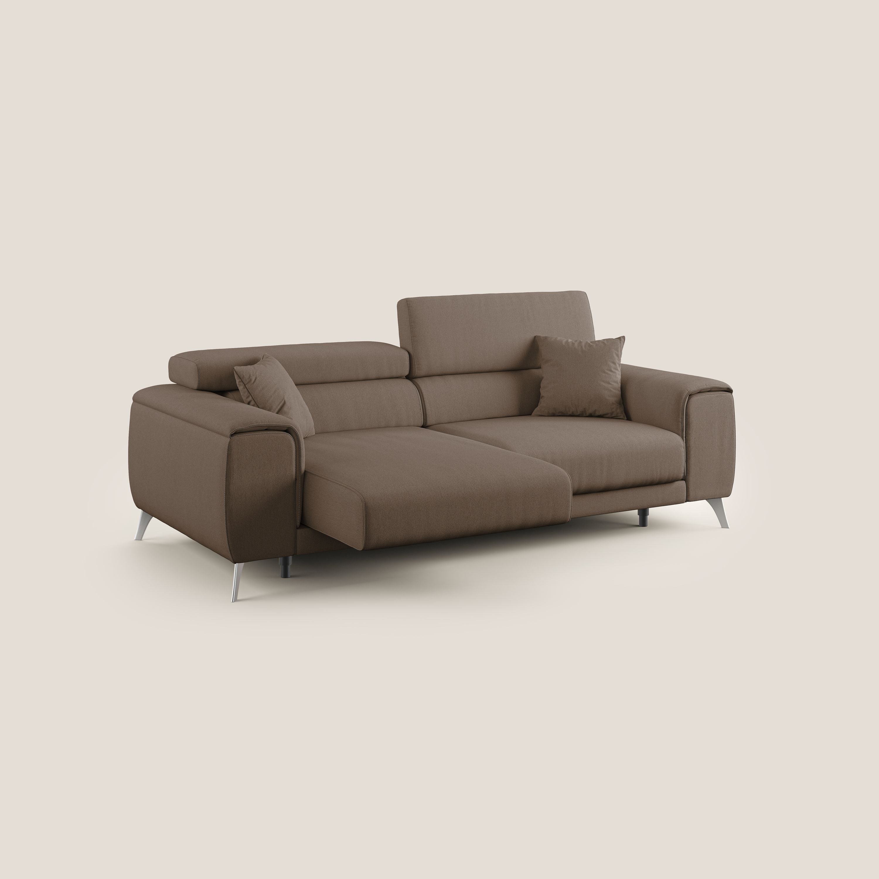Fusion Canapé avec assises coulissantes en tissu doux antitache T05 marron - Image 2